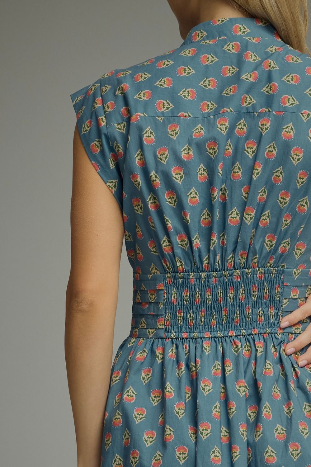 Floral Block Print Midi Dress