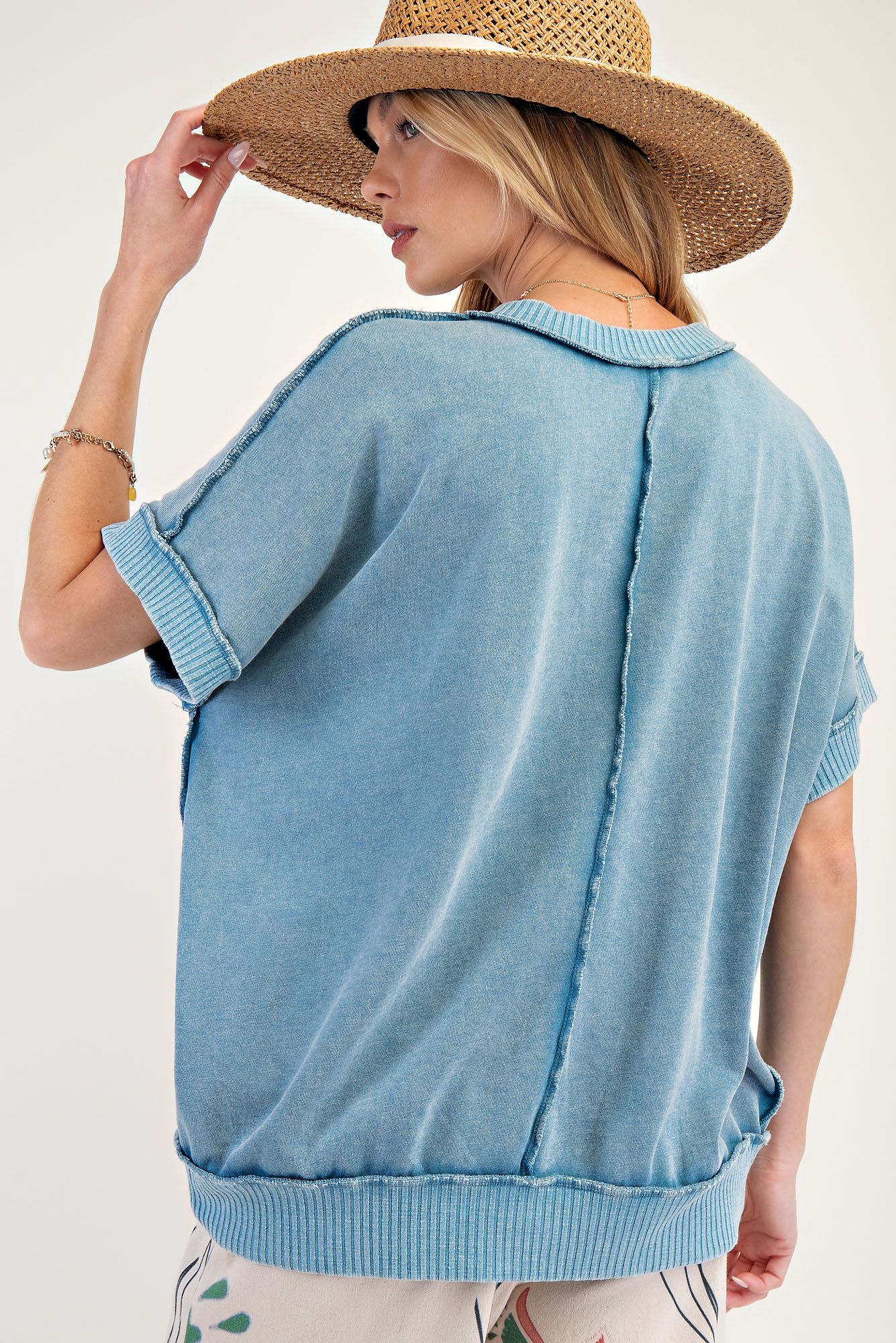 Washed Terry Knit Pullover