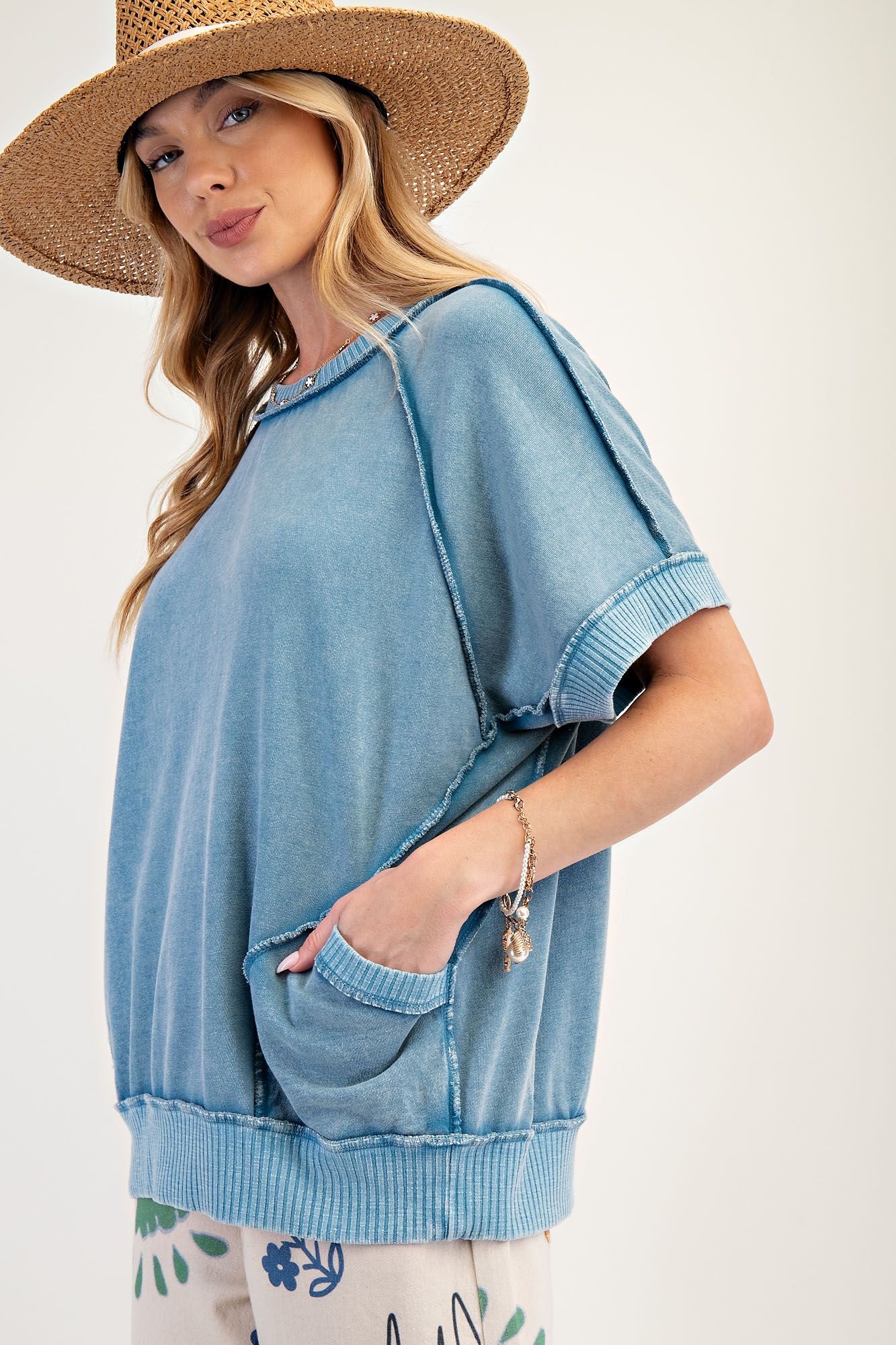 Washed Terry Knit Pullover