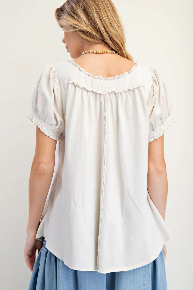 Ruffled Mineral Washed Top