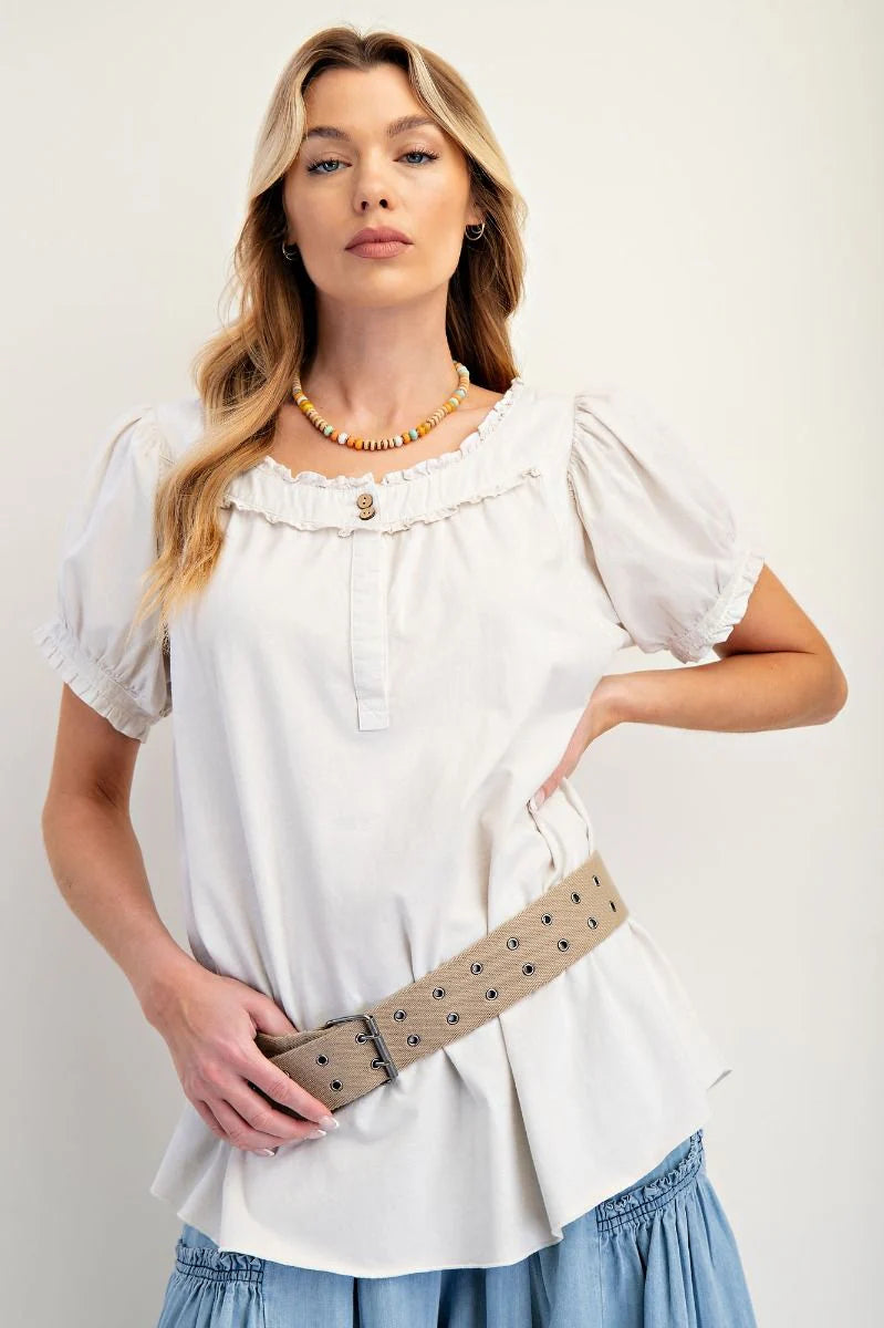 Ruffled Mineral Washed Top