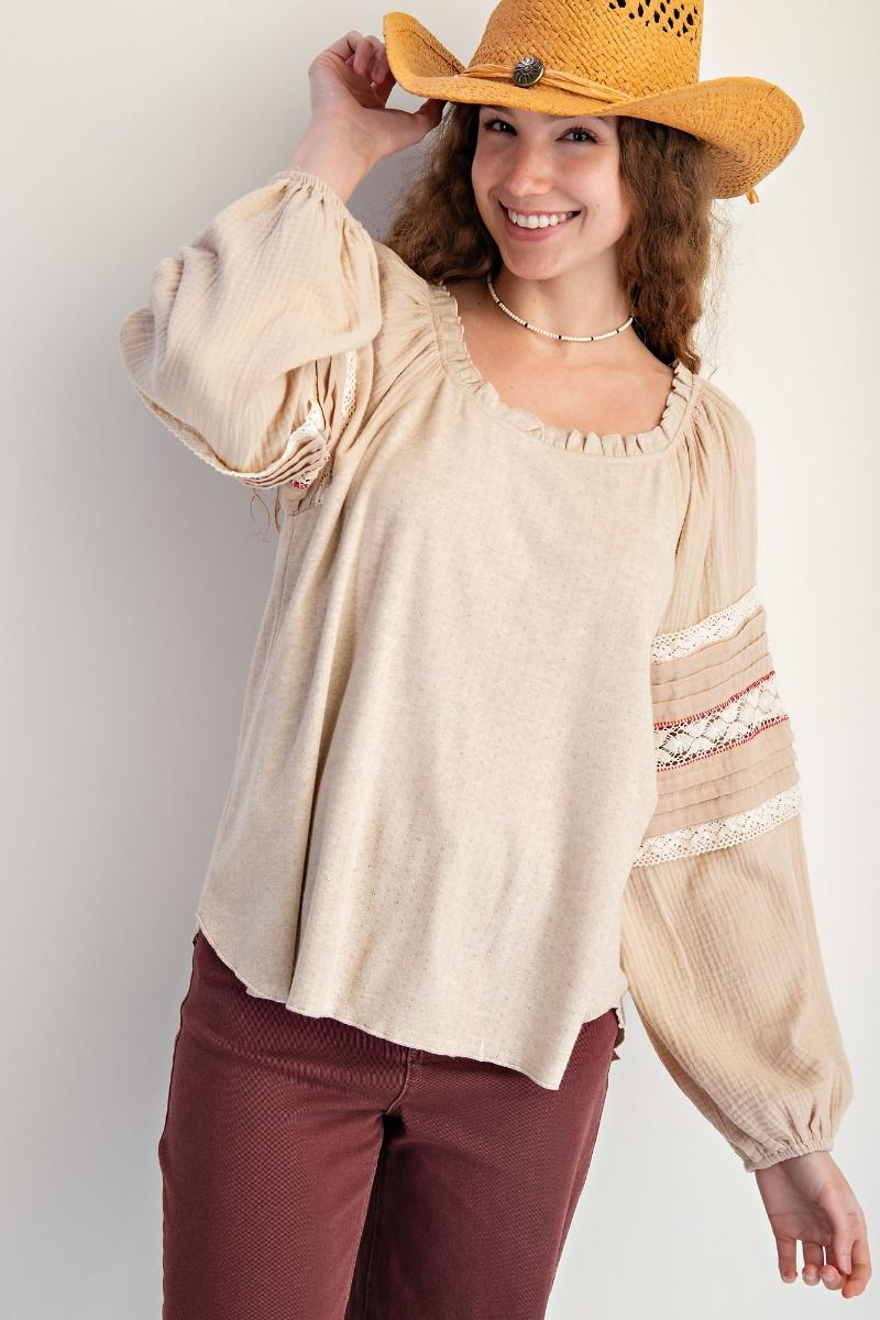 Mixed Knit Texture Top