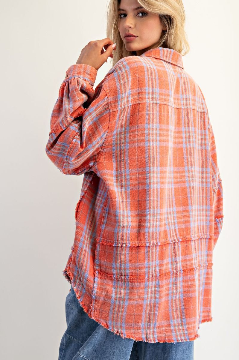 Oversized Mineral Washed Plaid Flannel