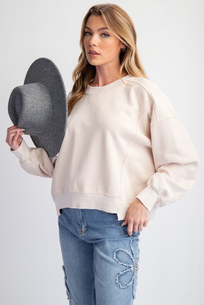 Mineral Washed Terry Knit Pullover
