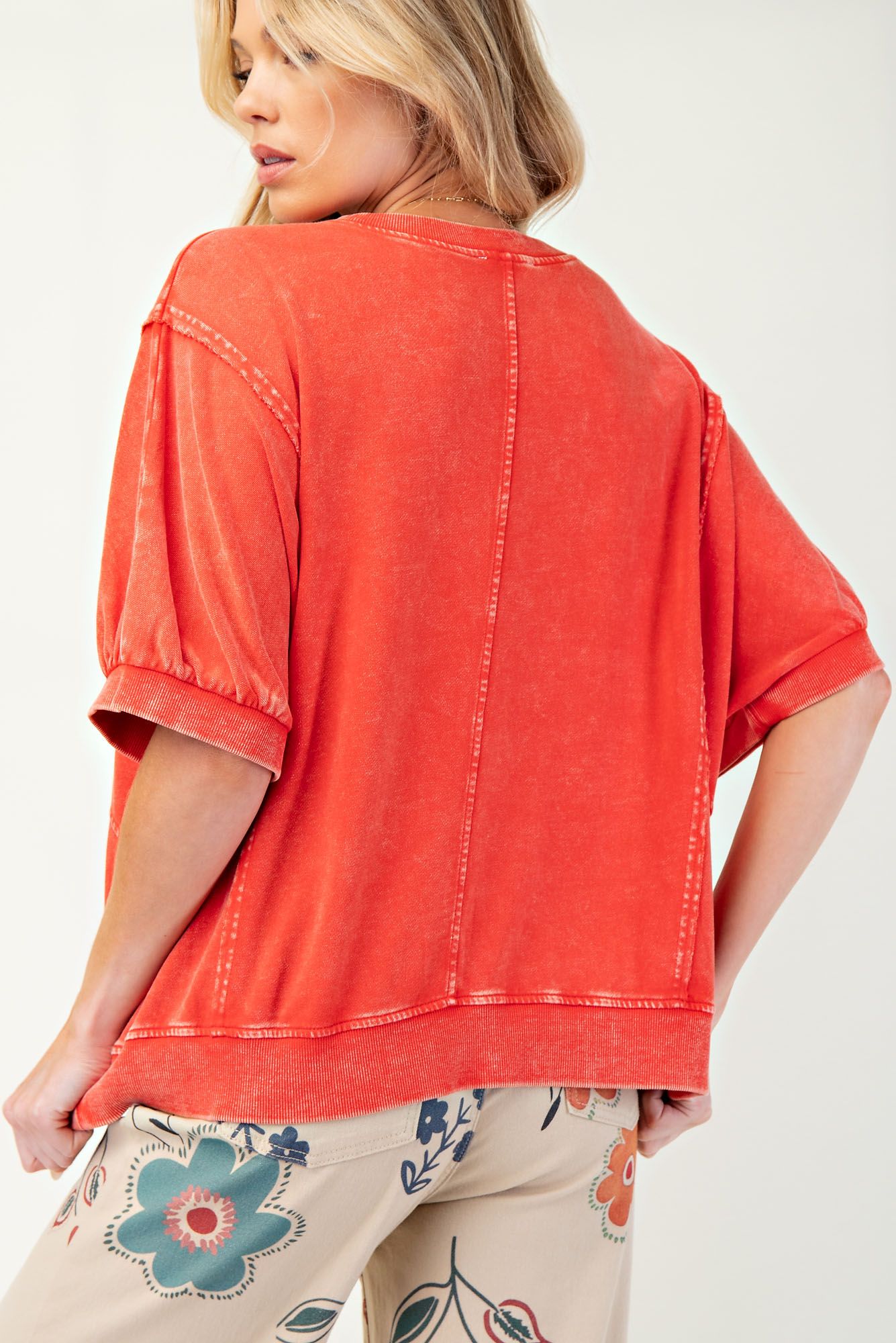 Daisy Patch Mineral Washed Terry Knit Pullover