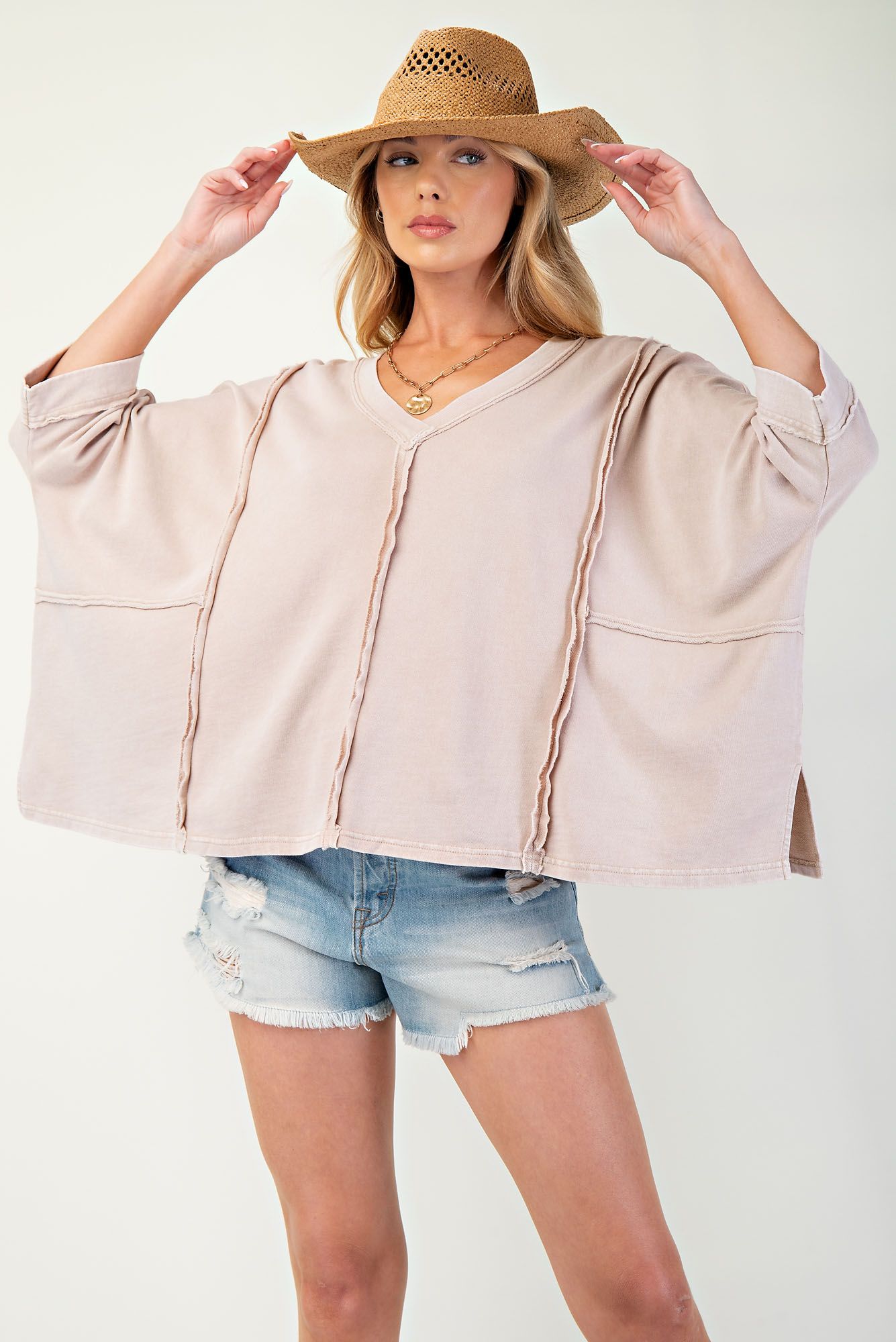 Mineral Washed & Oversized Knit Top