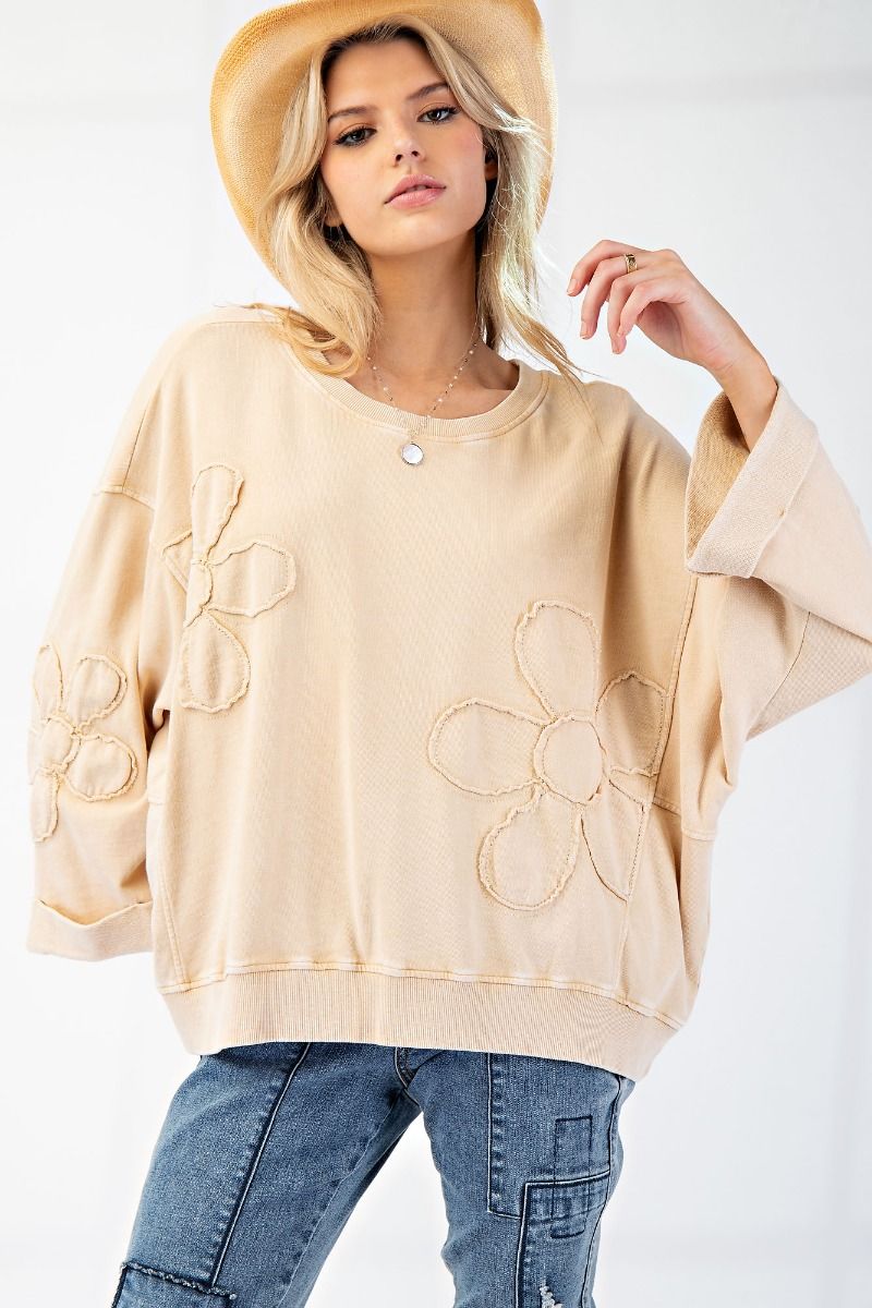 Mineral Washed Flower Patch Pullover