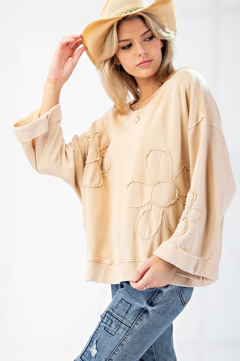 Mineral Washed Flower Patch Pullover