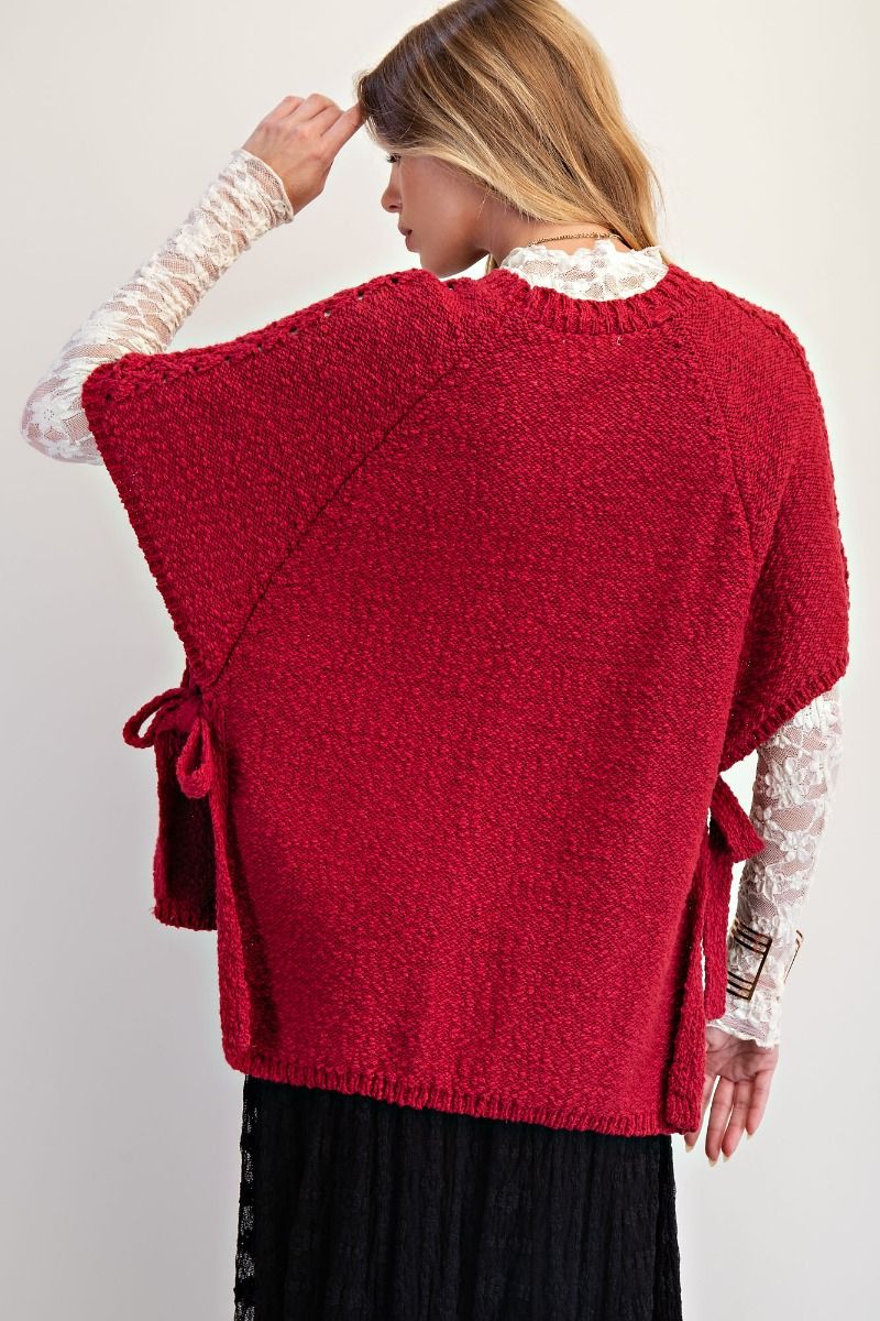 Half Sleeves Knitted Sweater Poncho