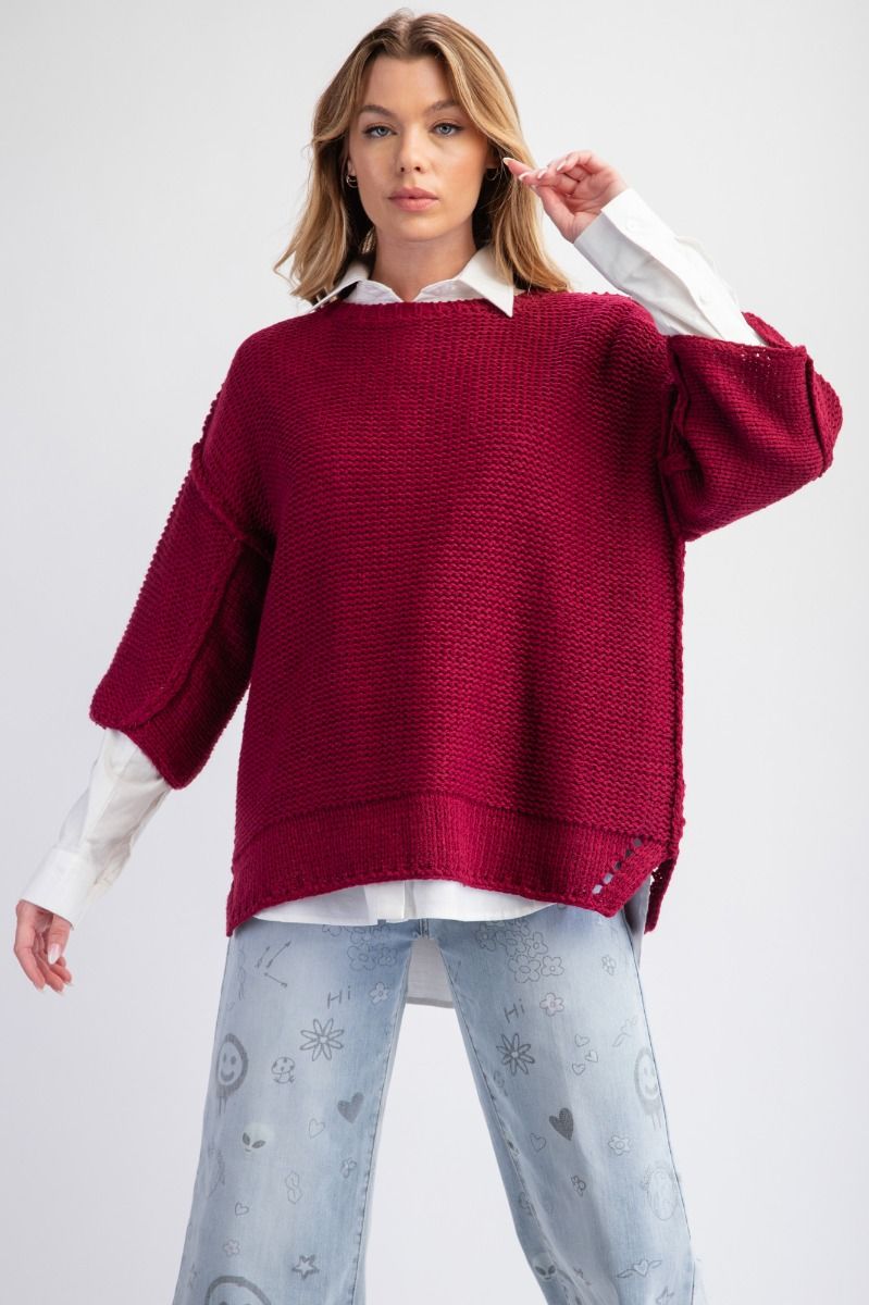 Dolman Half Sleeve Knitted Boxy Sweater