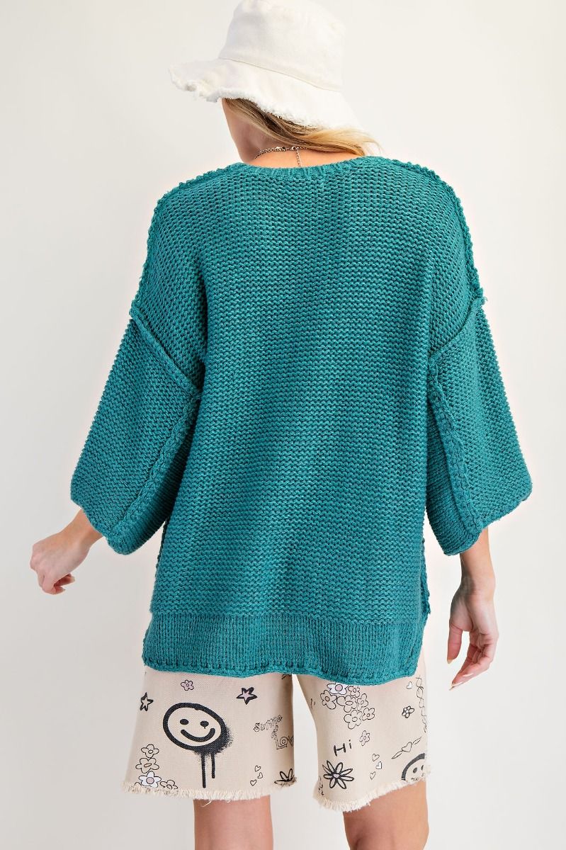 Dolman Half Sleeve Knitted Boxy Sweater