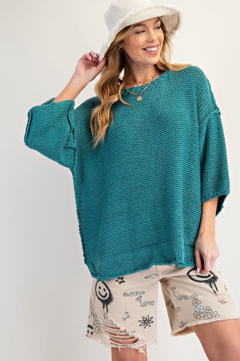 Dolman Half Sleeve Knitted Boxy Sweater