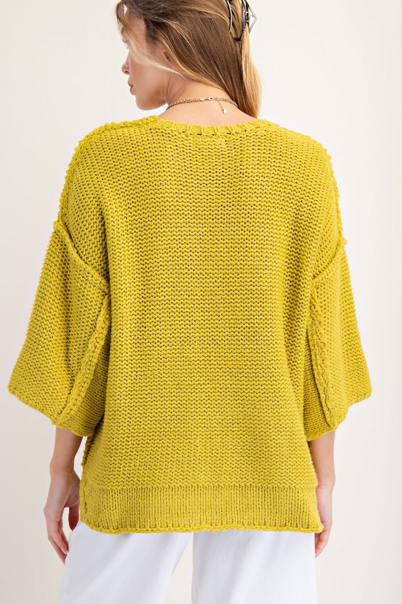 Dolman Half Sleeve Knitted Boxy Sweater
