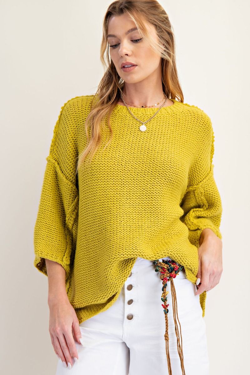 Dolman Half Sleeve Knitted Boxy Sweater
