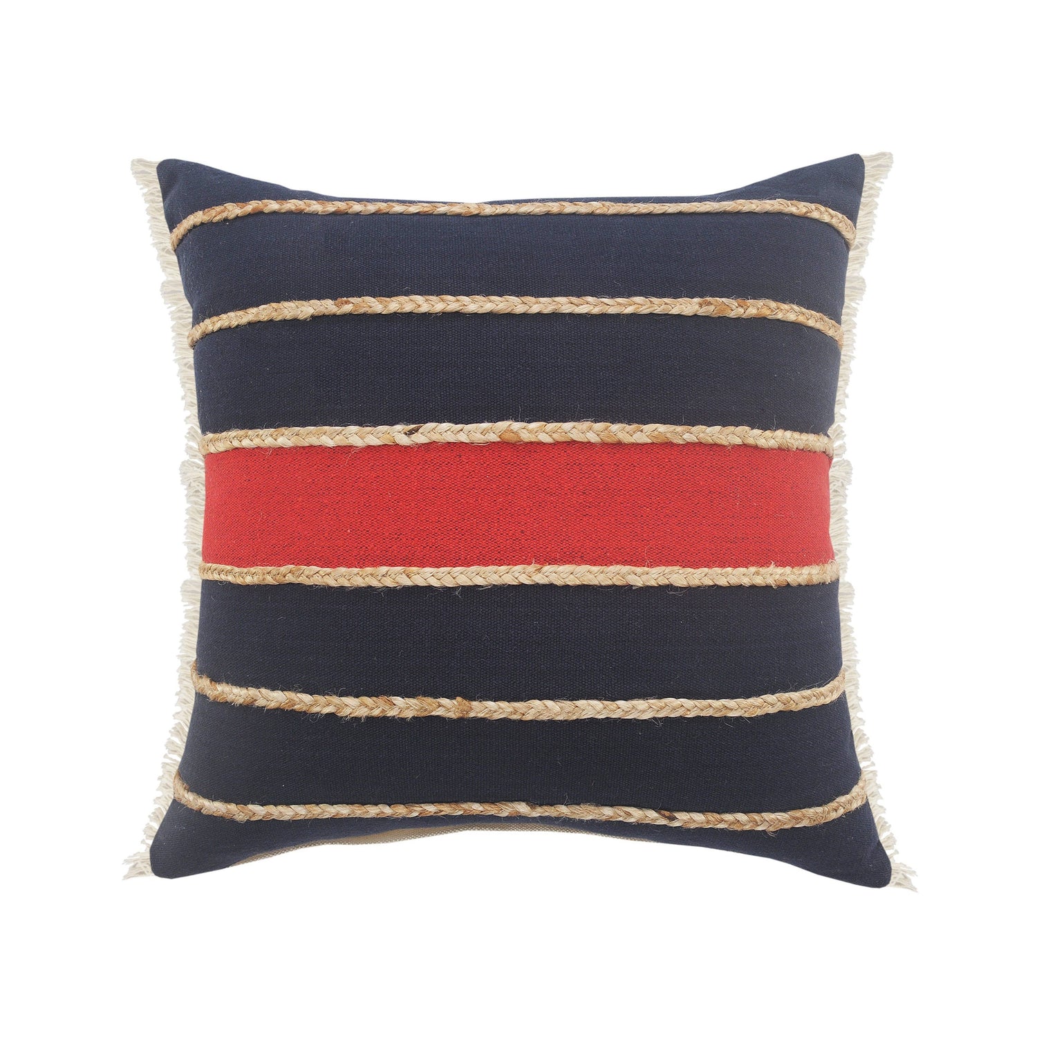 Americana Striped Throw Pillow with Jute Braiding