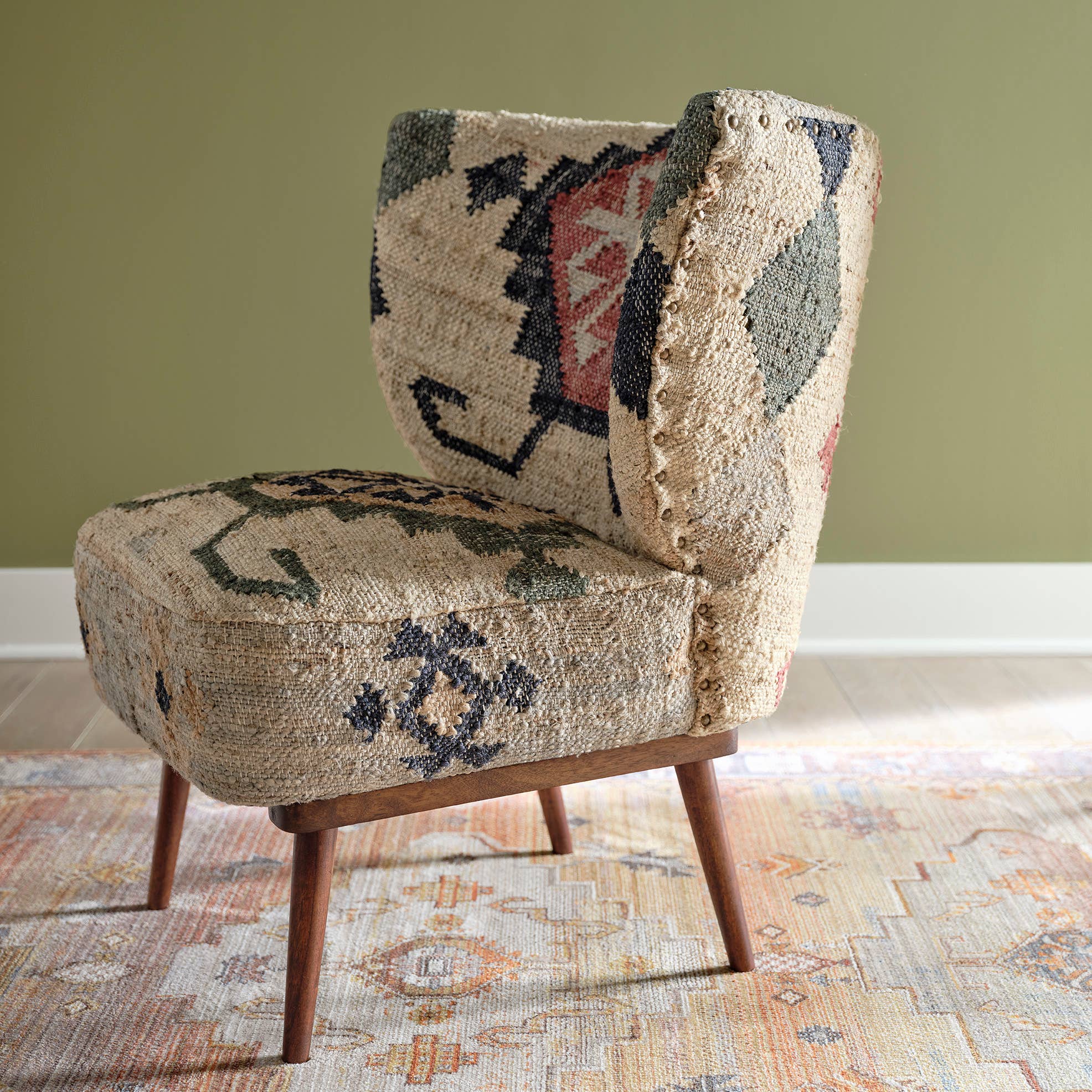 Archer Handmade Geometric Jute Blend Accent Chair