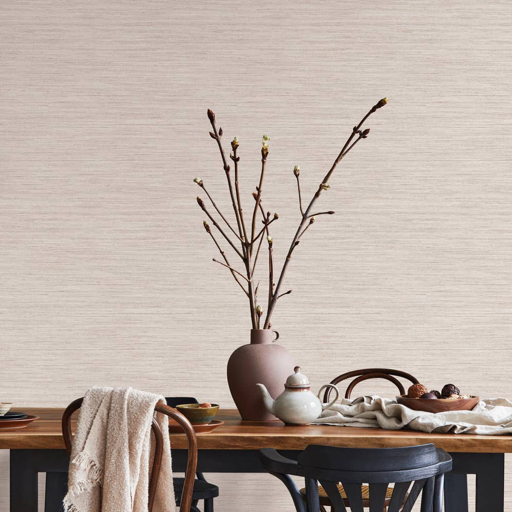 Horizontal Grasscloth Ecru P&S Wallpaper, 28 sq. ft.