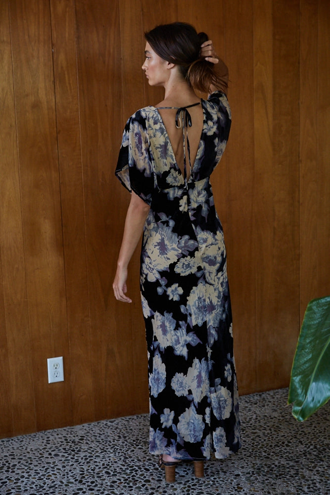 Velour Bloom Maxi Dress