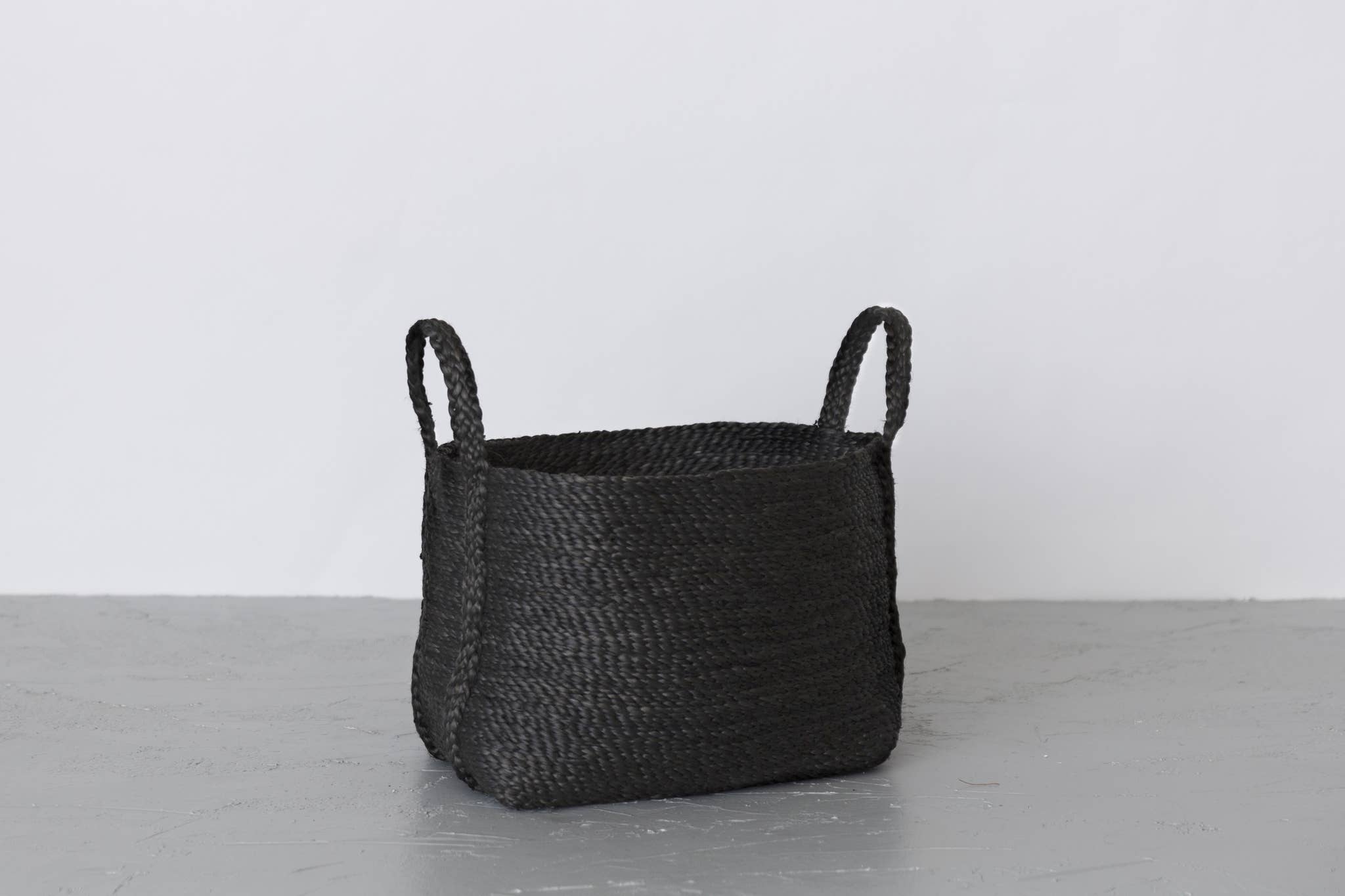 Rectangular Floor Basket with handle, jute - small
