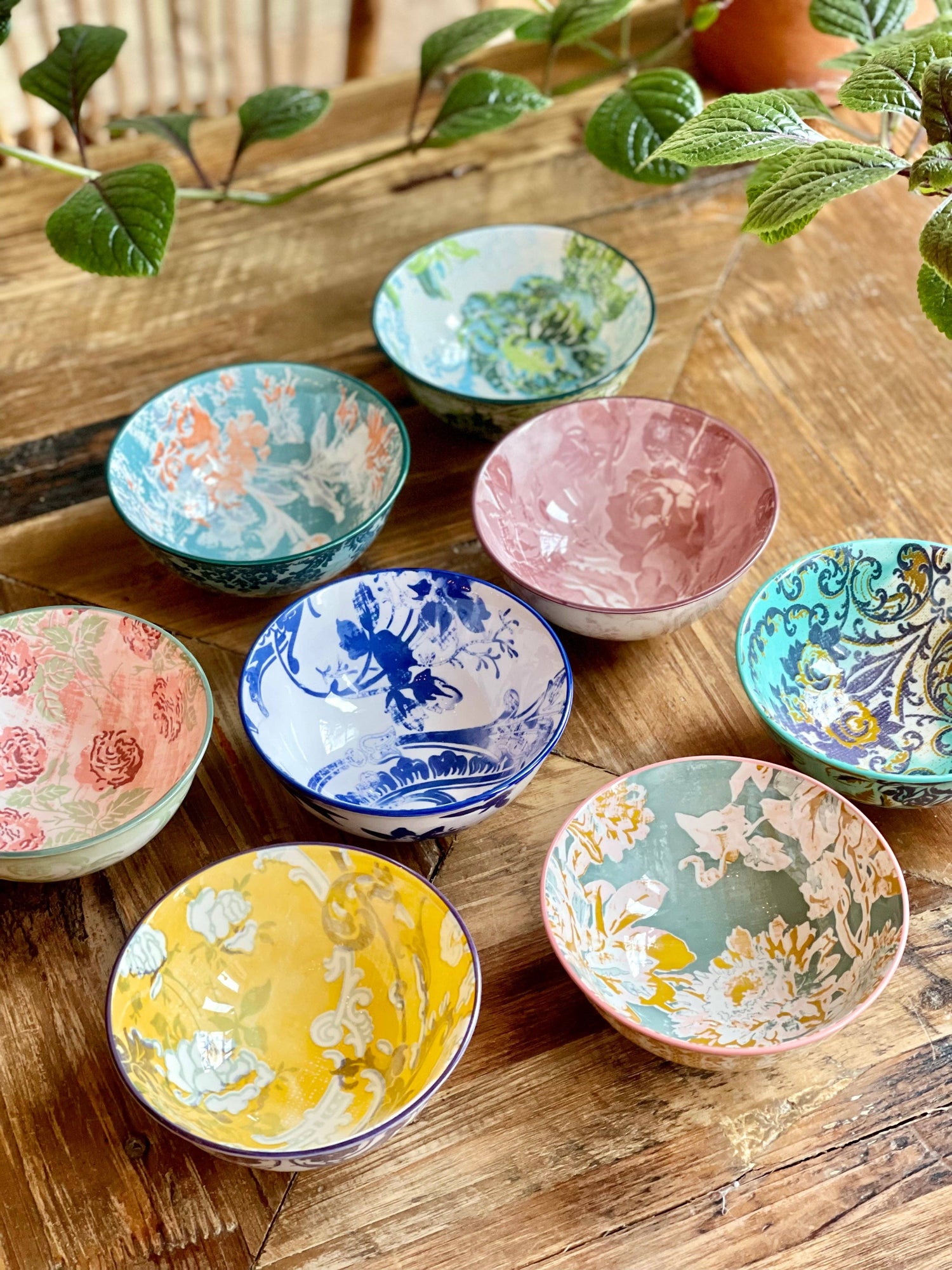 Tidbit Bowls (Assort. of 8) | Colorful Floral Porcelain Dip Bowls