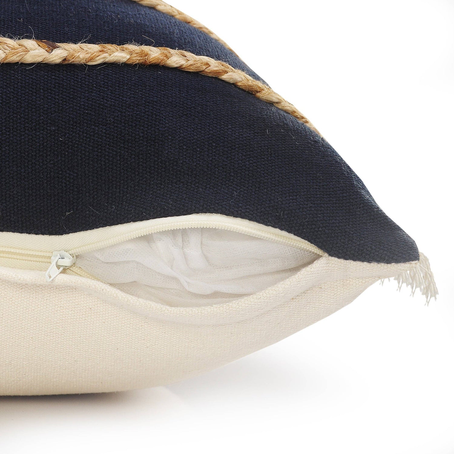 Americana Striped Throw Pillow with Jute Braiding