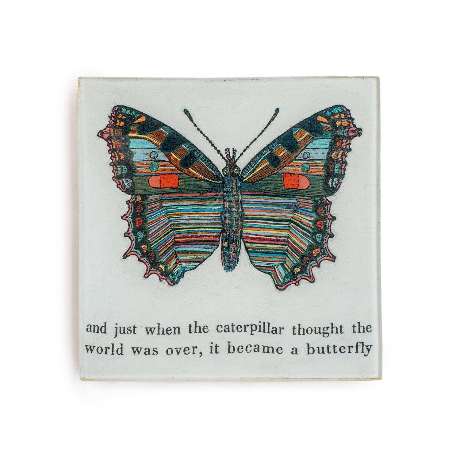 Butterfly Square Decoupage Plate 6" x 6"