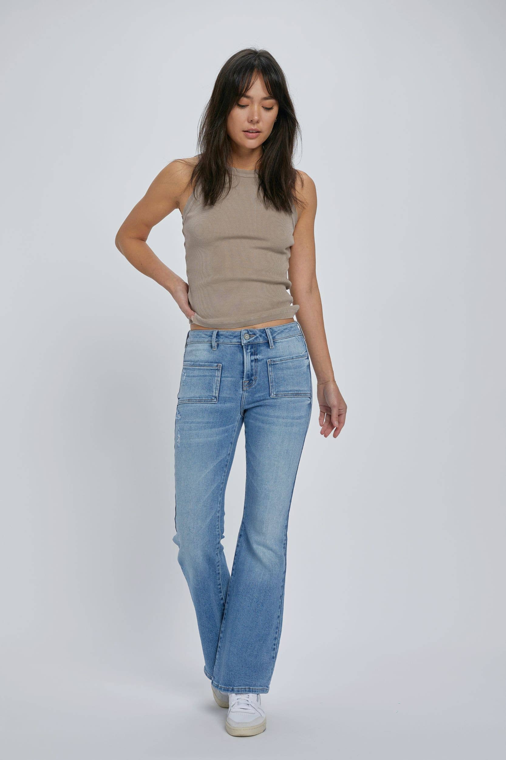 Mid Rise 31" Inseam Front Pocket Flare