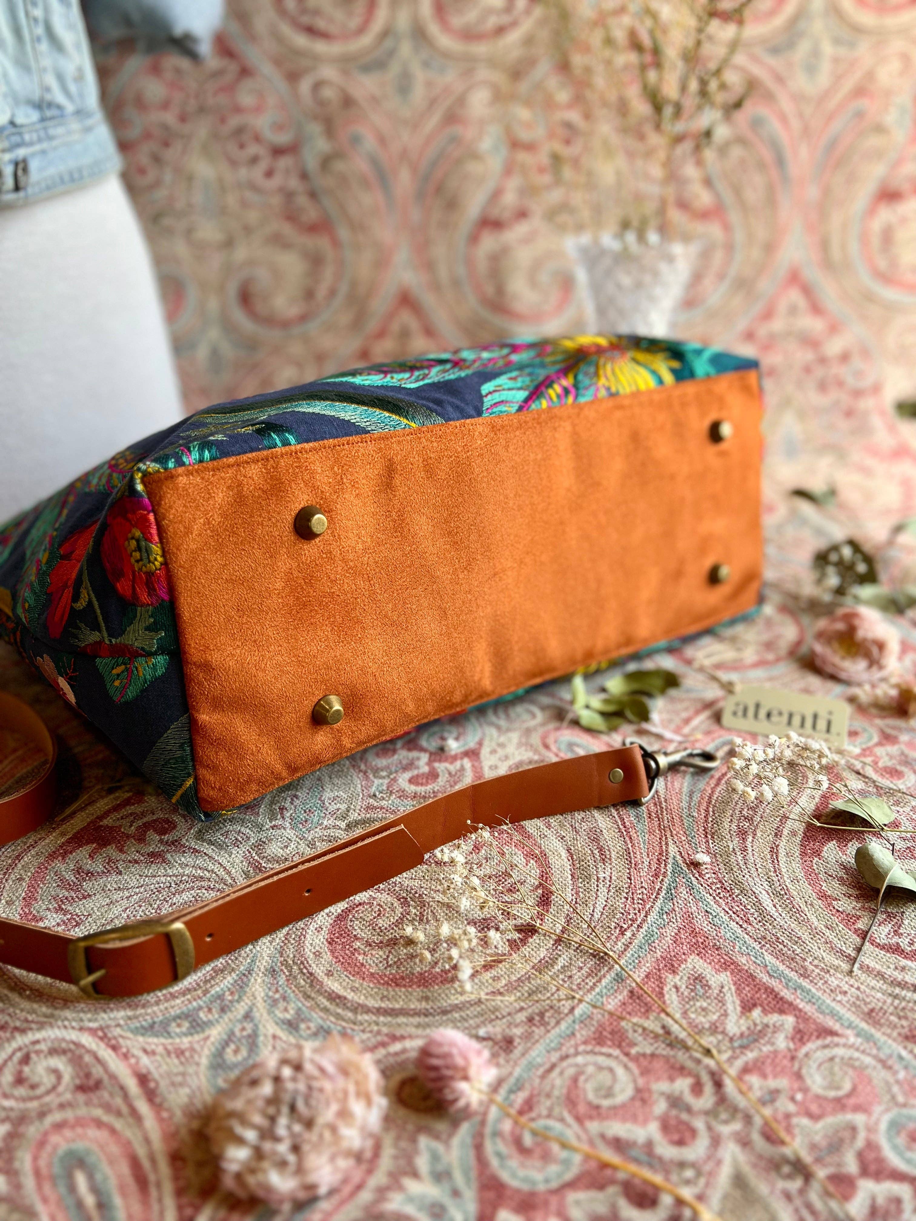 Handcrafted Carryall Tote and Floral Buddy Bag