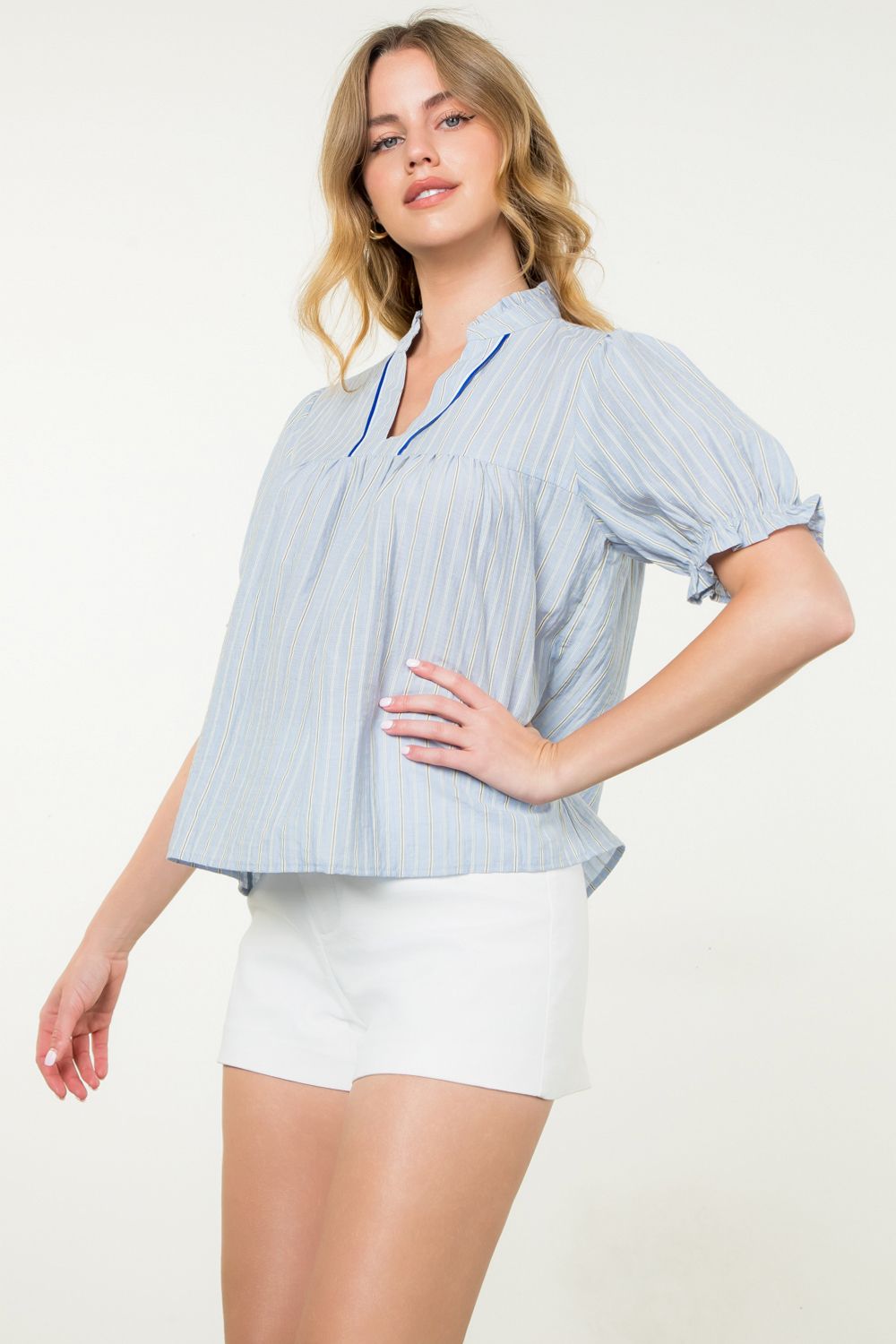 Puff Sleeve Striped Top