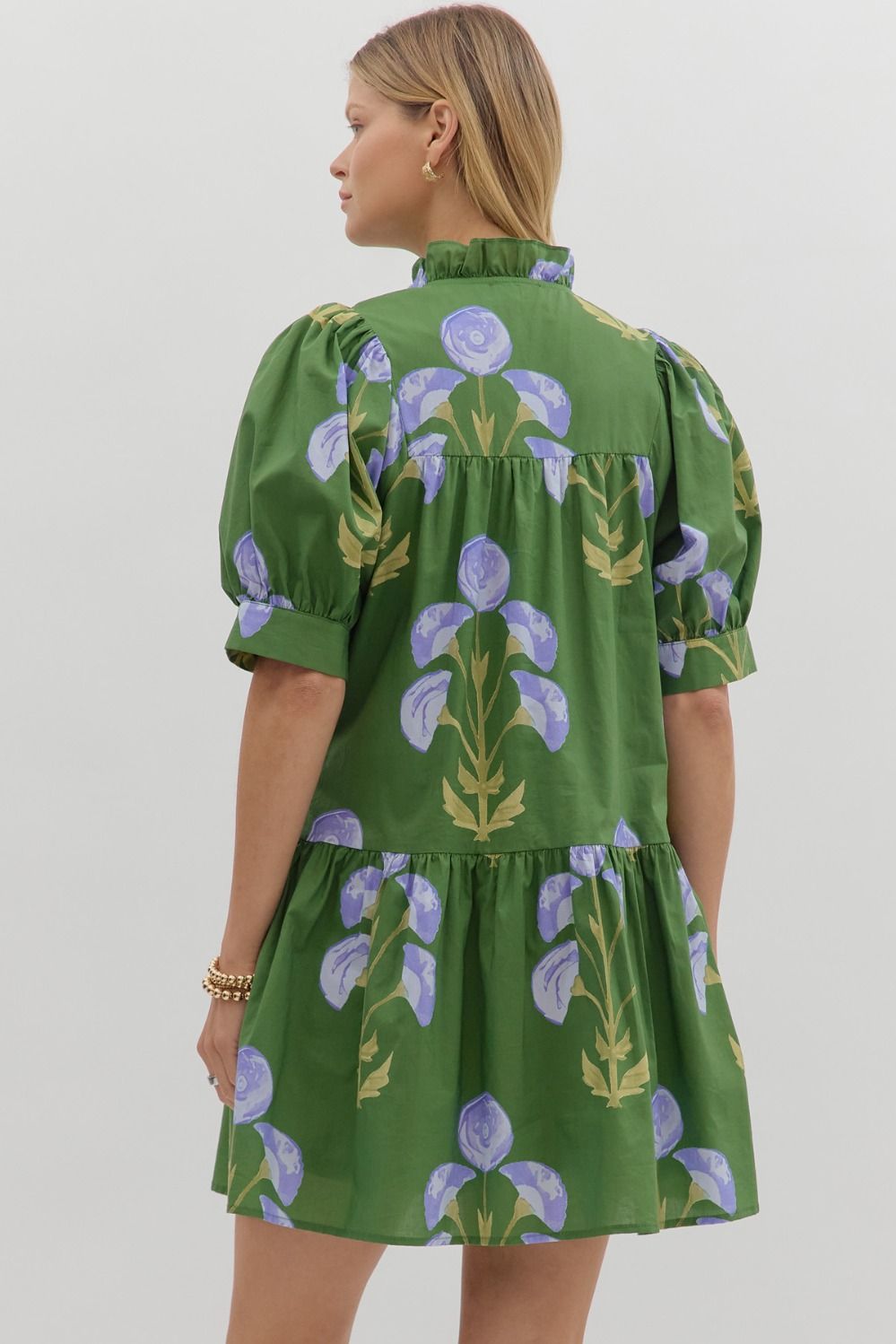 Floral Print Ruffle Sleeve Mini Dress