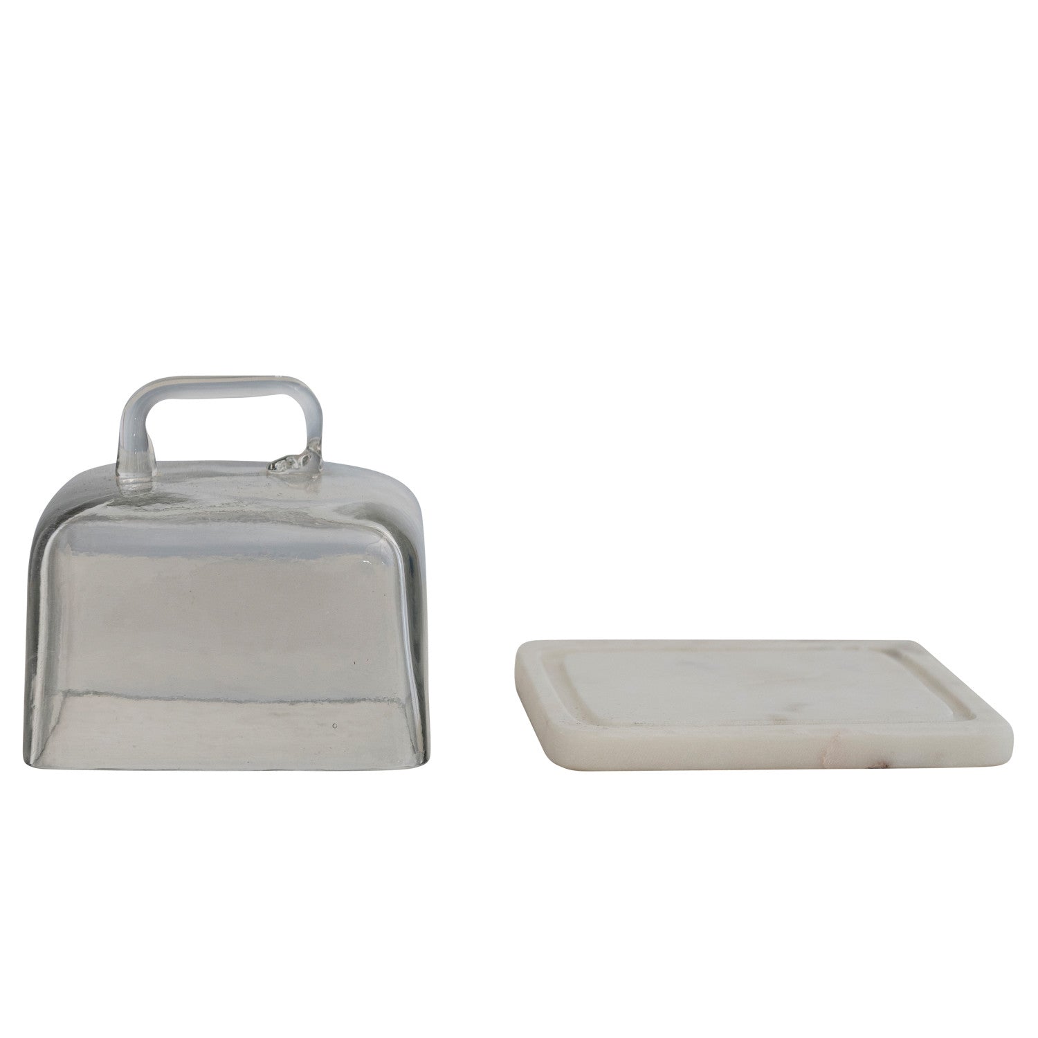 Glass Cloche w/ White Marble Base & Handle