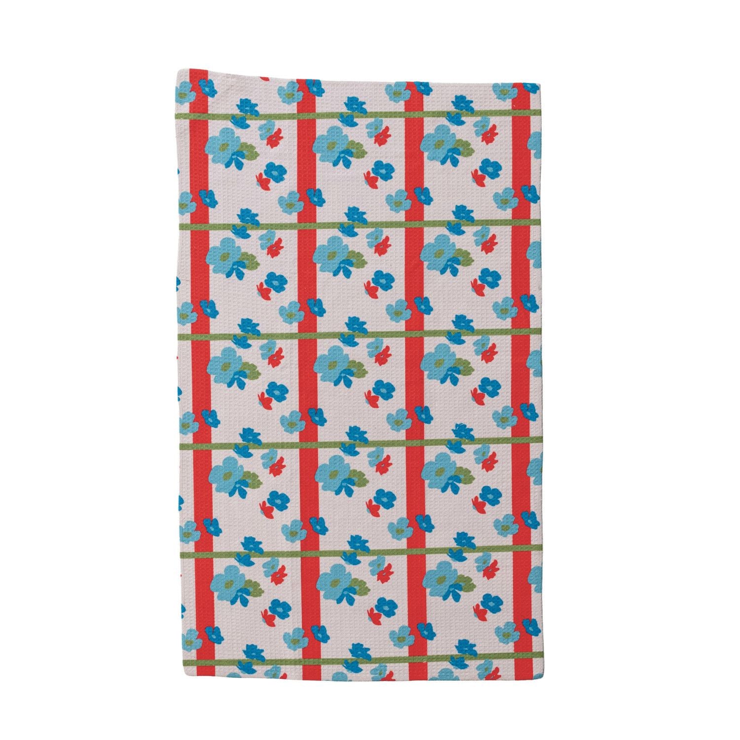 Microfiber Tea Towel with Floral & Stripe Pattern