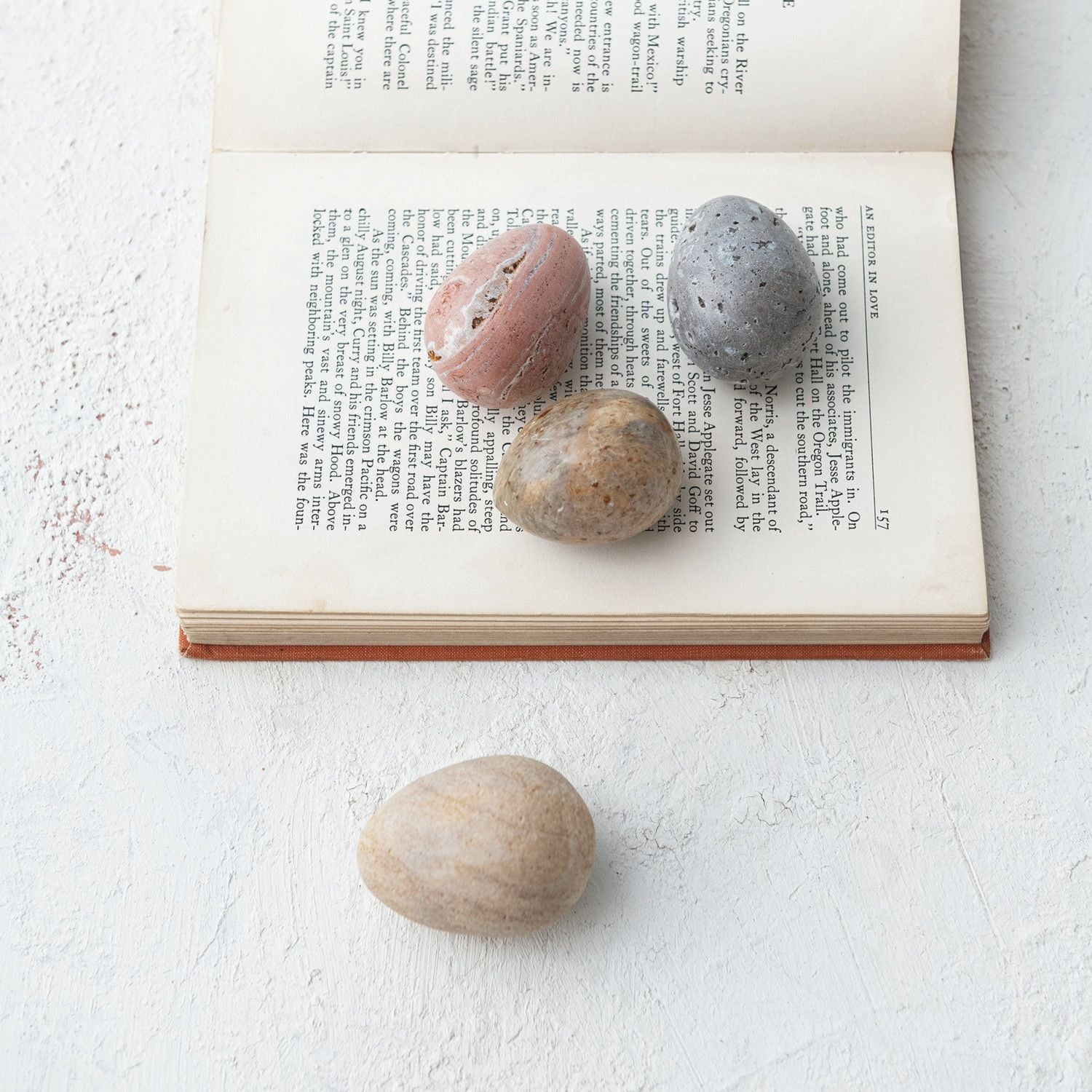 2"L Carved Natural Rock Egg
