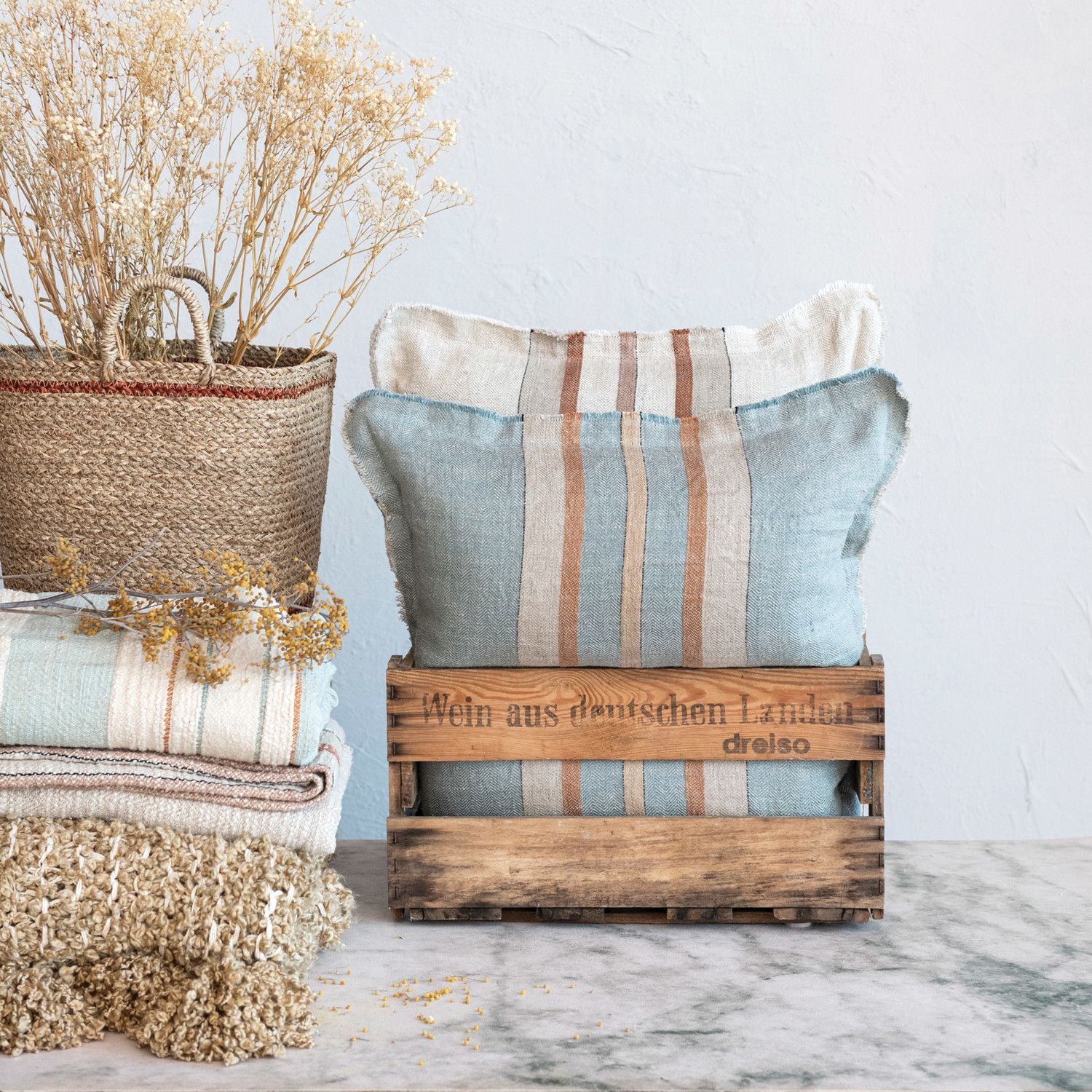 Linen Pillow with Stripes