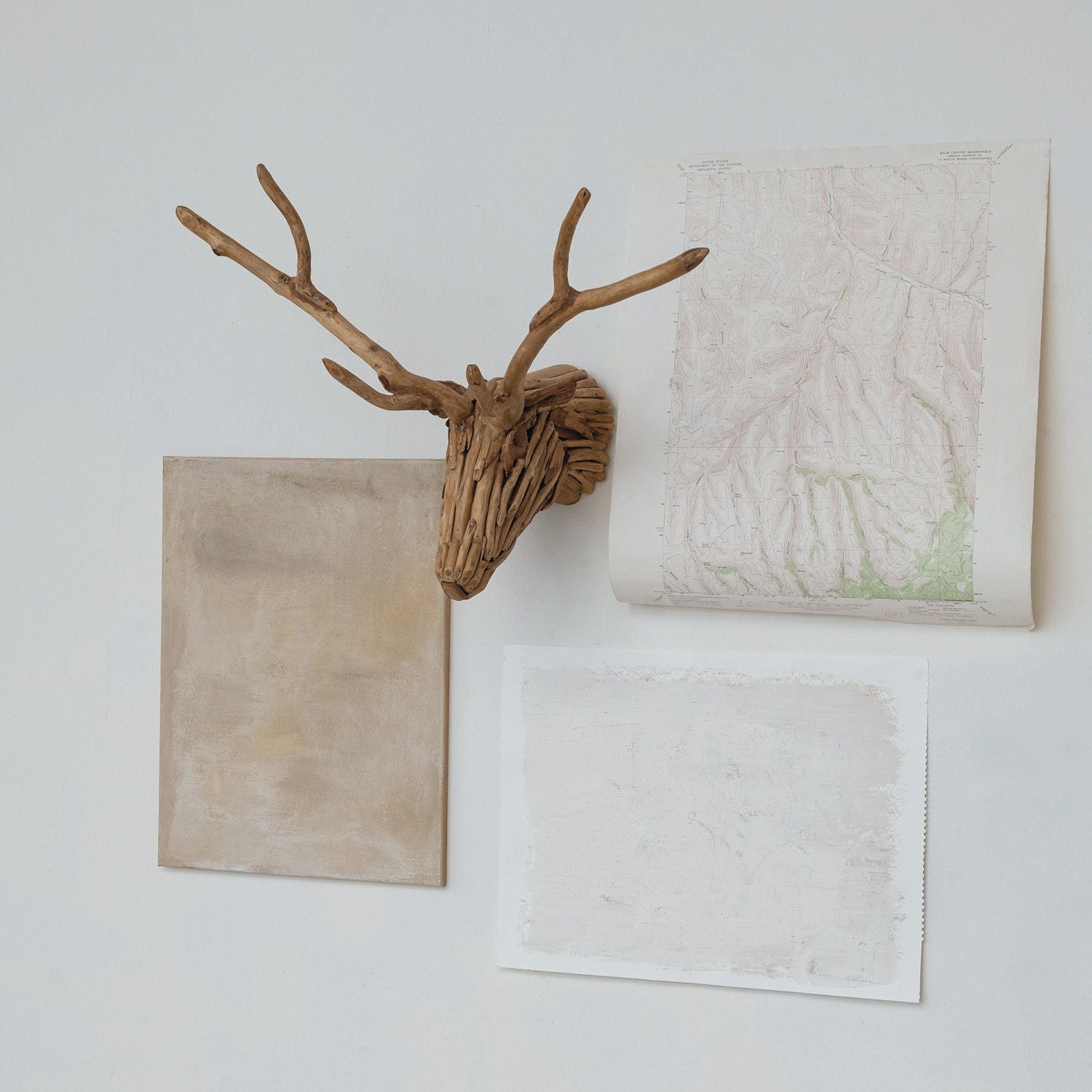 Teakwood Root Deer Head Wall Decor