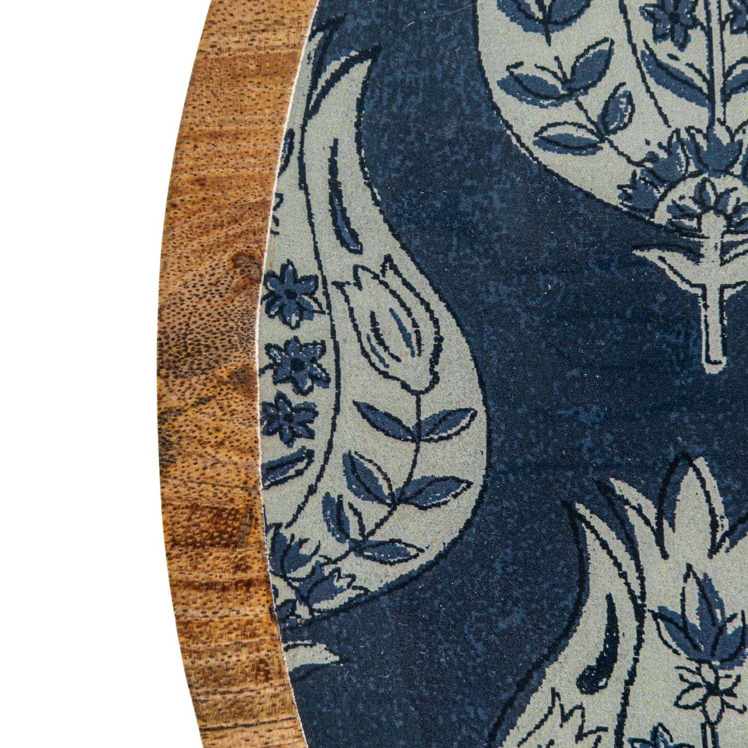 Enameled Mango Wood Trays w/ Floral Pattern