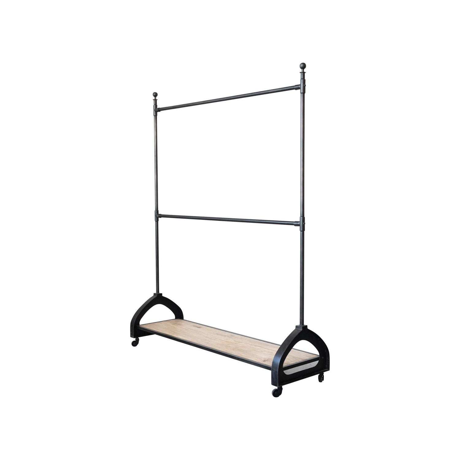 Rack on Casters with 2 Rods and Shelf