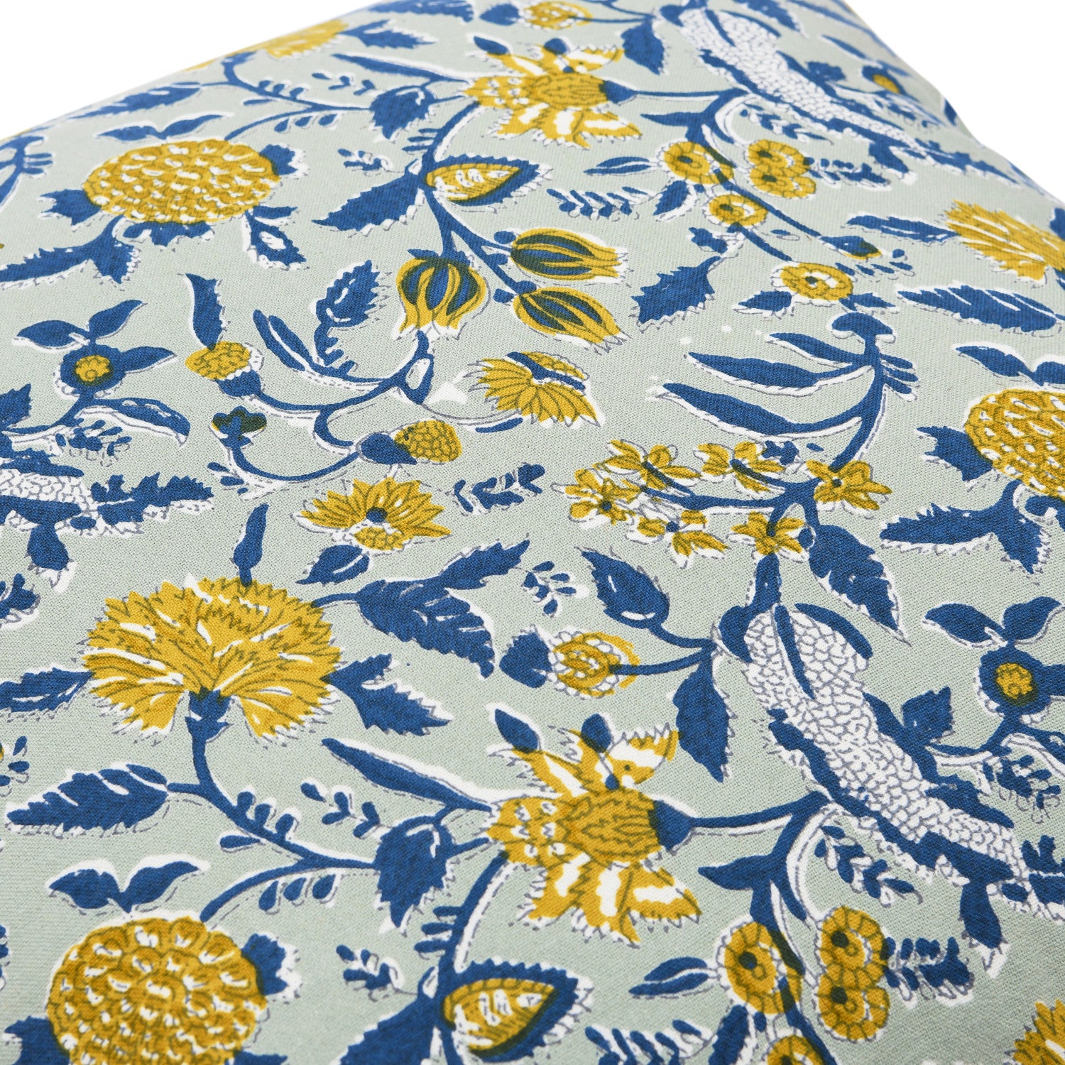 18" Cotton Pillow w/ Floral Pattern, Polyester Fill