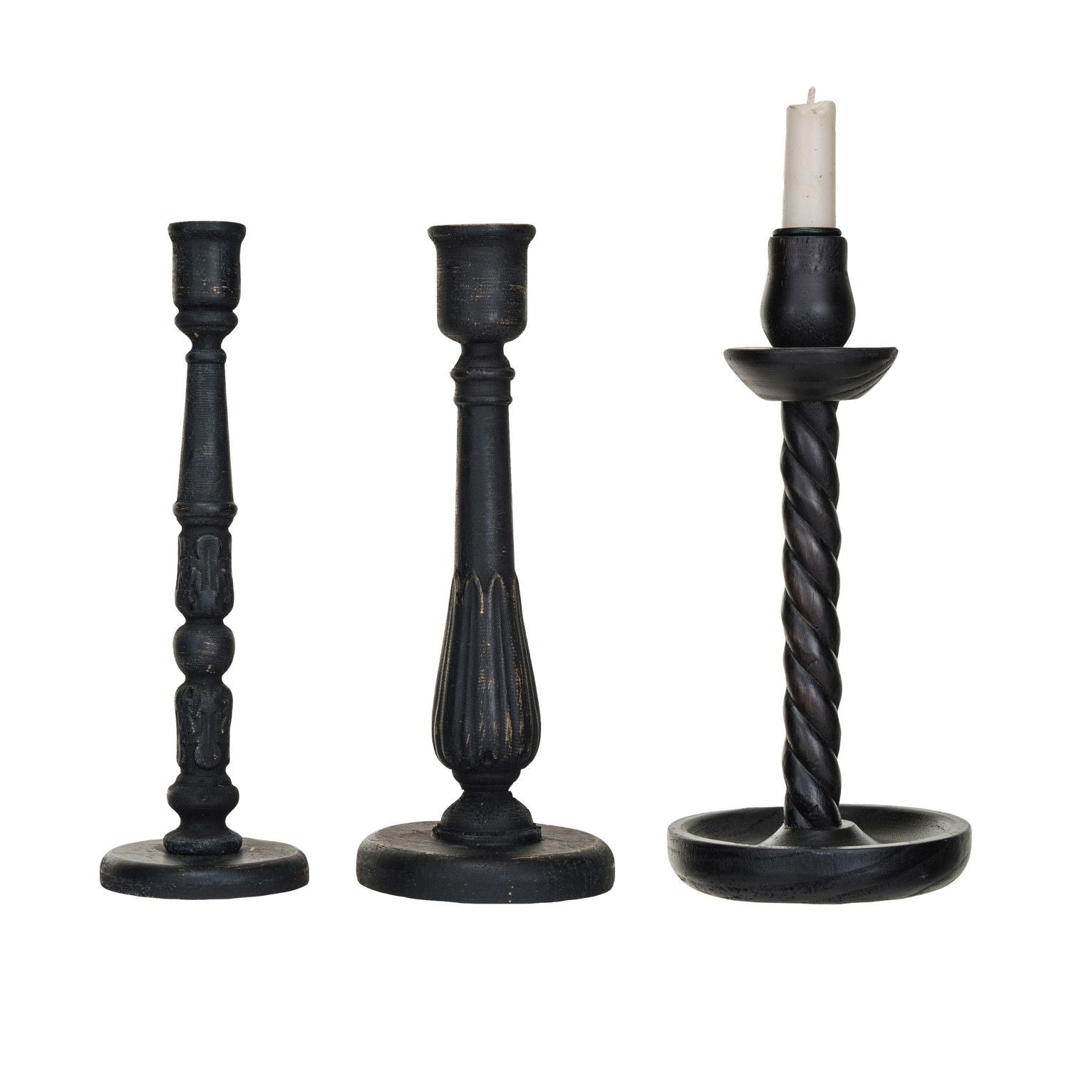 Carved Wood Taper Holder
