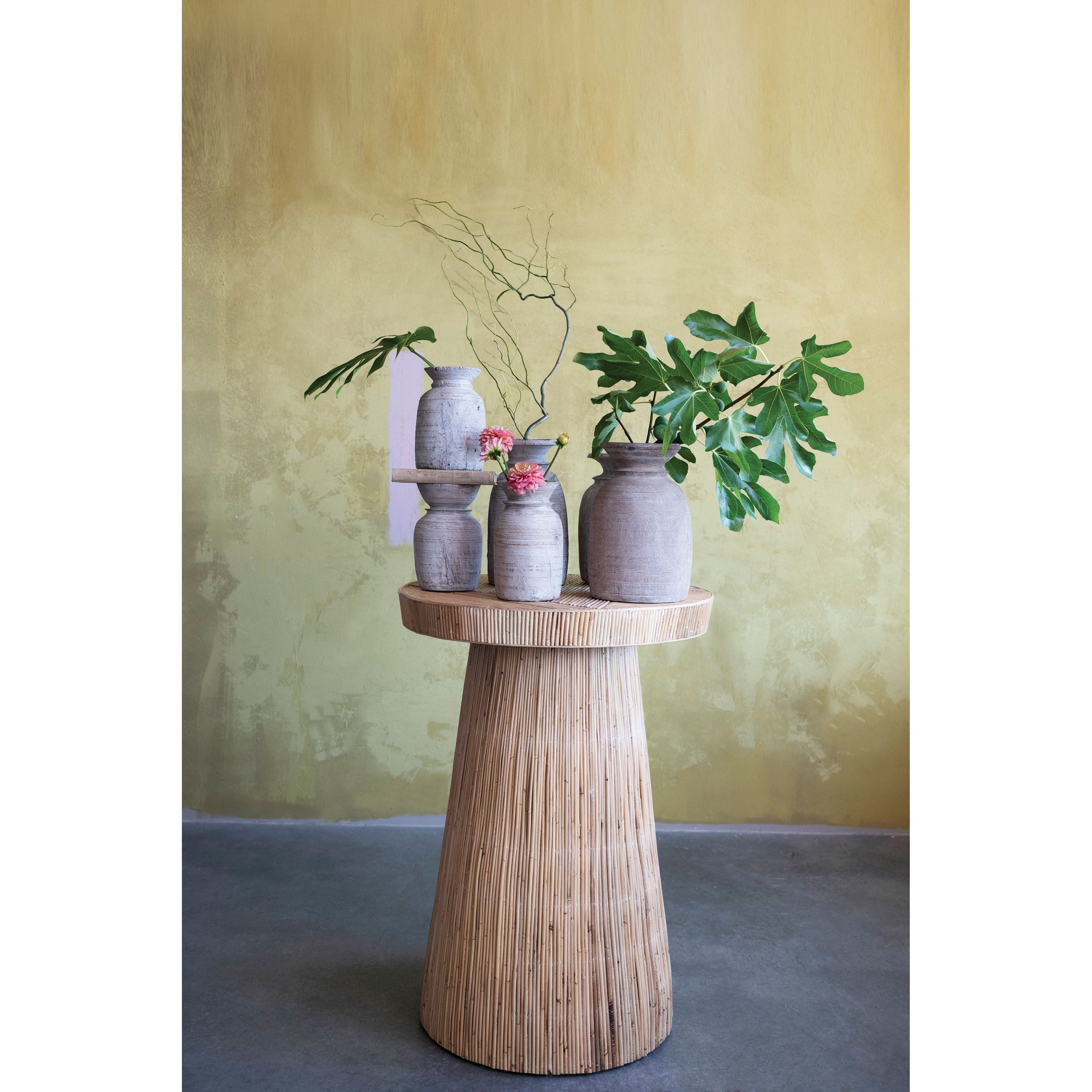 Distressed Wooden Round Vase