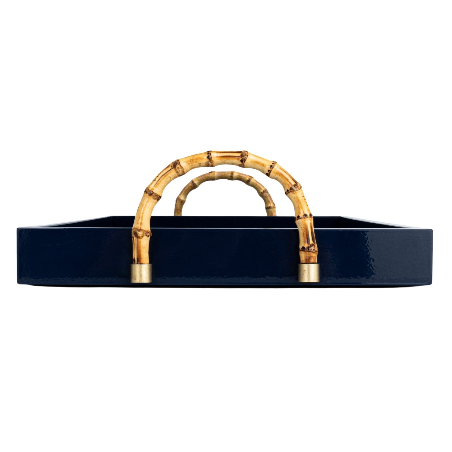 Lacquered Tray w/ Bamboo Handles & Metal Detail