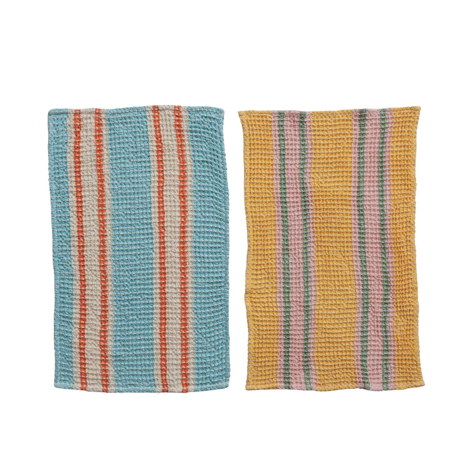 Waffle Weave Tea Towel with Stripes