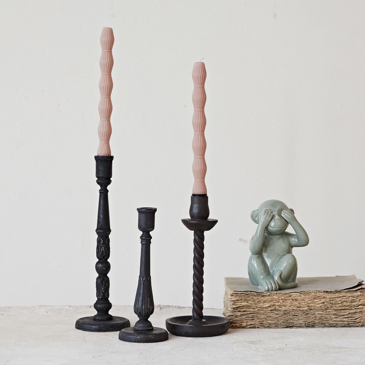 Carved Wood Taper Holder