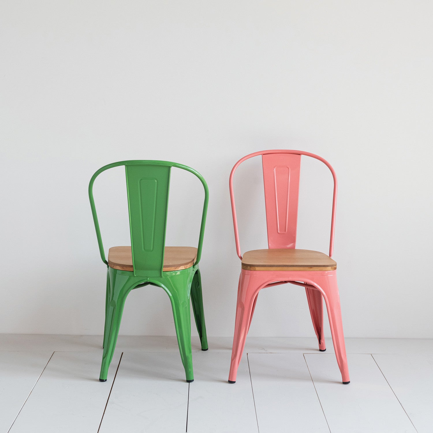 Metal & Wood Schoolhouse Chair, Pink & Natural