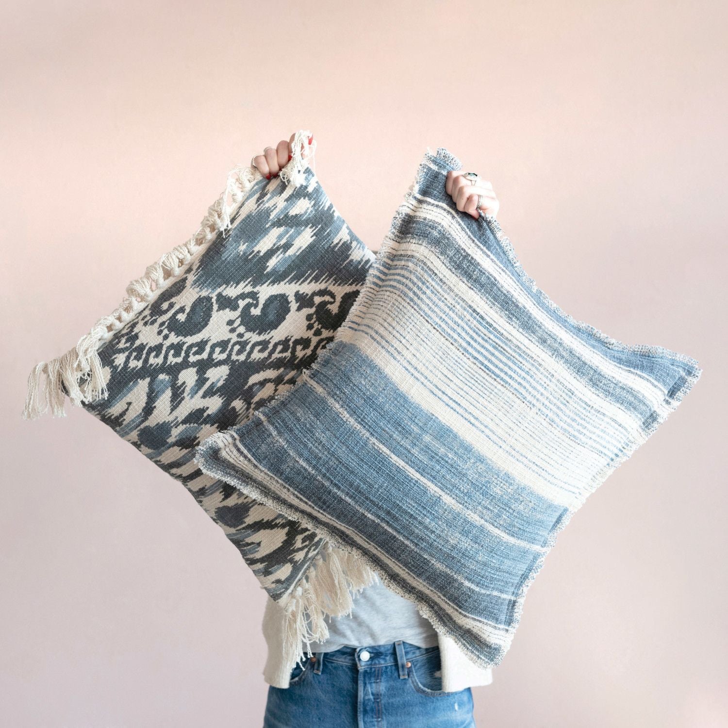 20" Stonewashed Woven Cotton Blend Pillow
