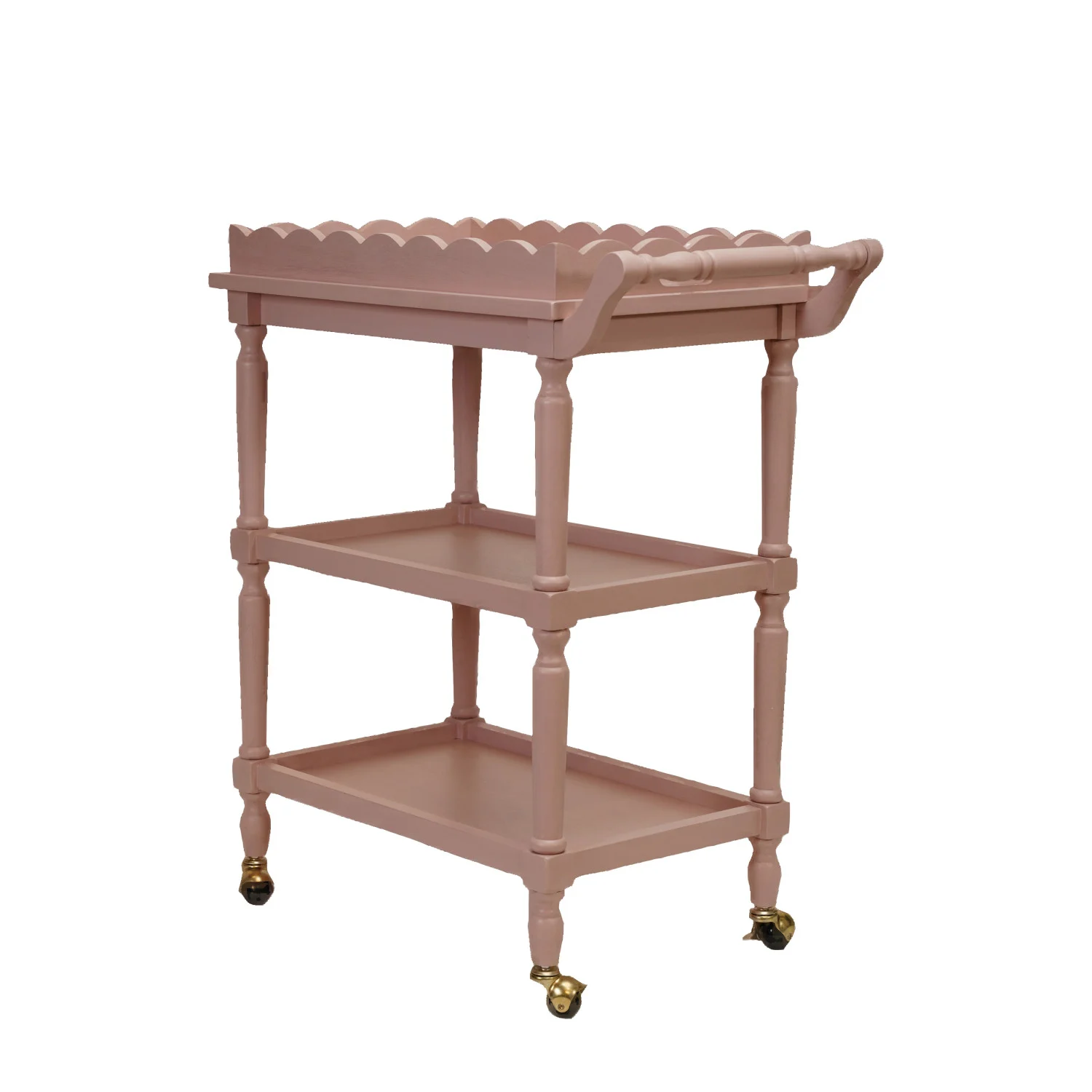 Wood 3-Tier Bar Cart on Casters with Removable Tray