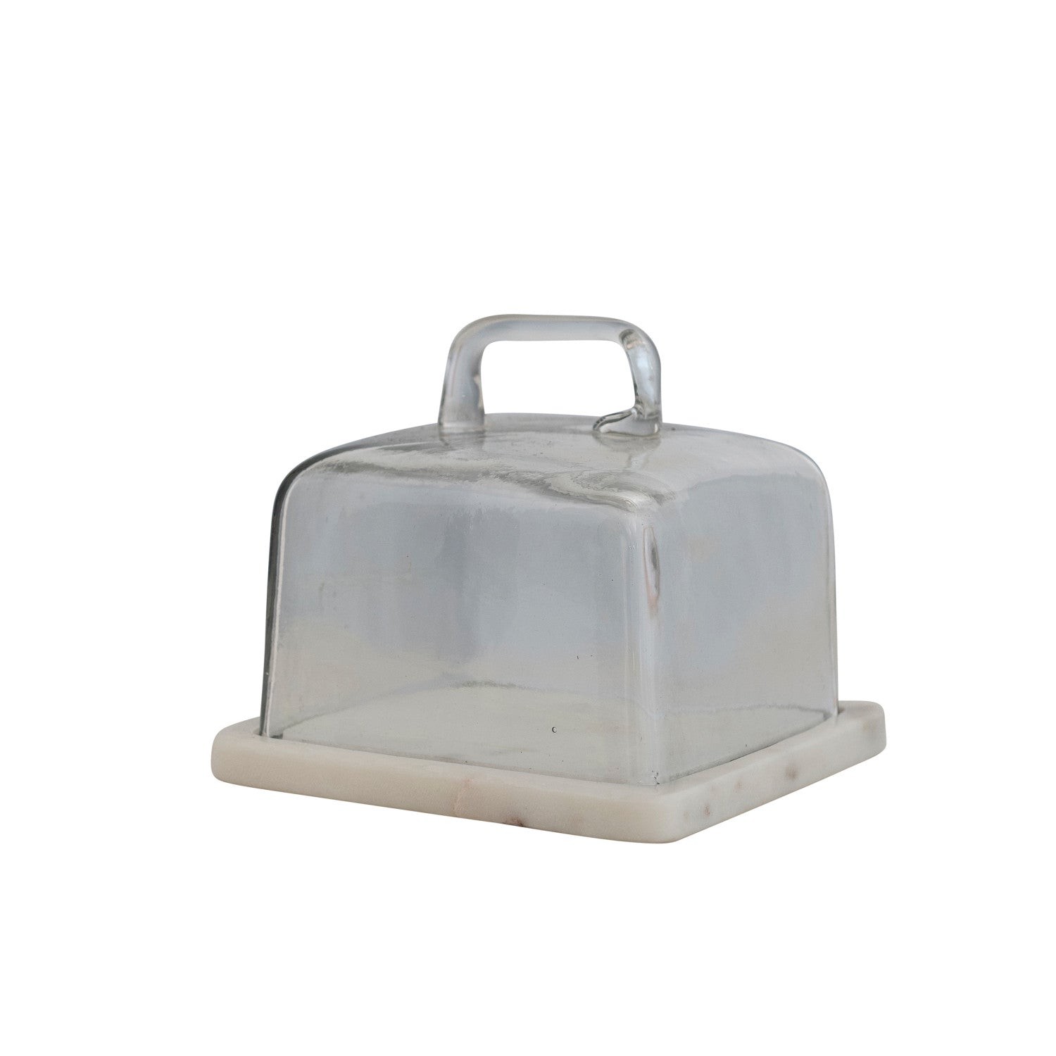 Glass Cloche w/ White Marble Base & Handle