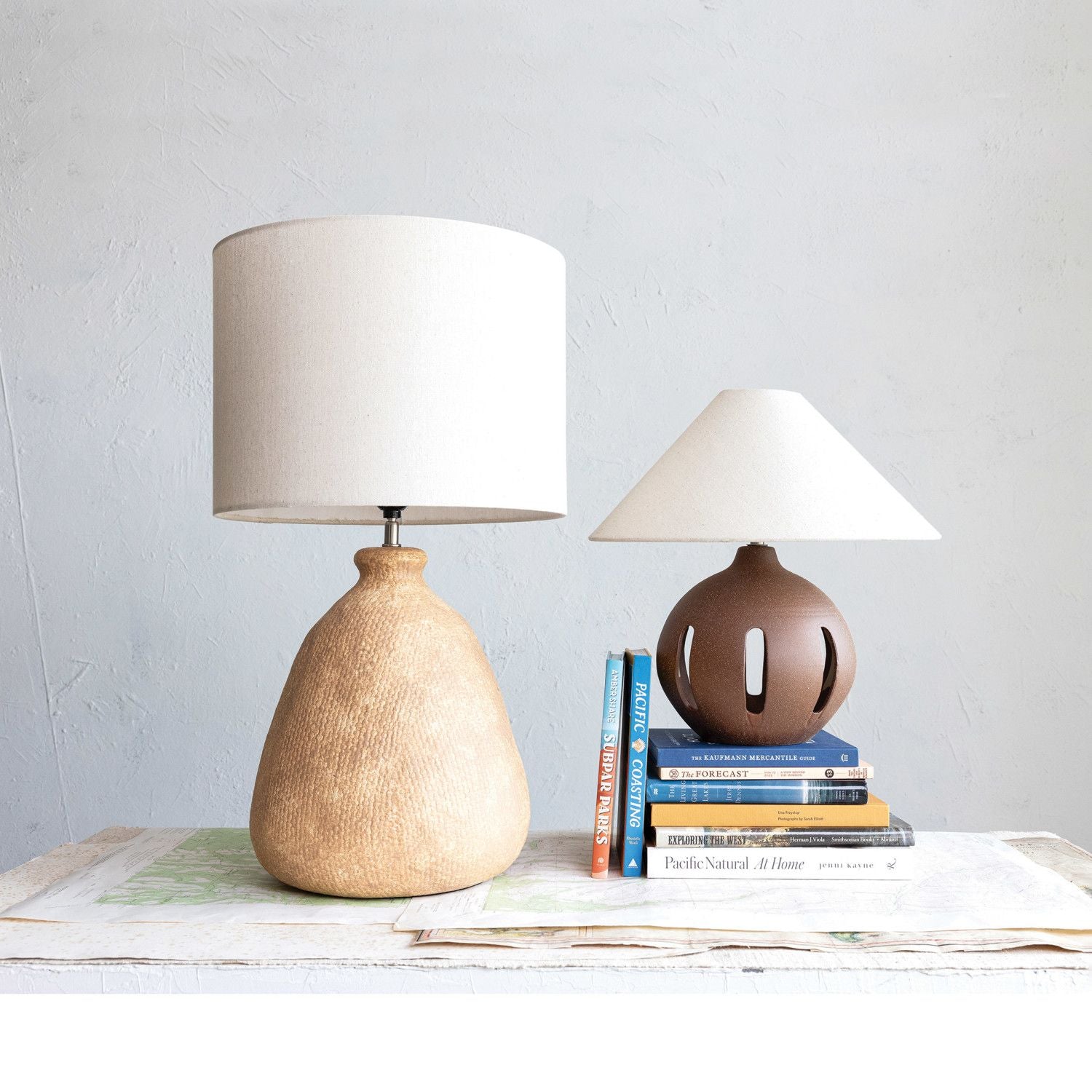 Textured Table Lamp with Linen Shade
