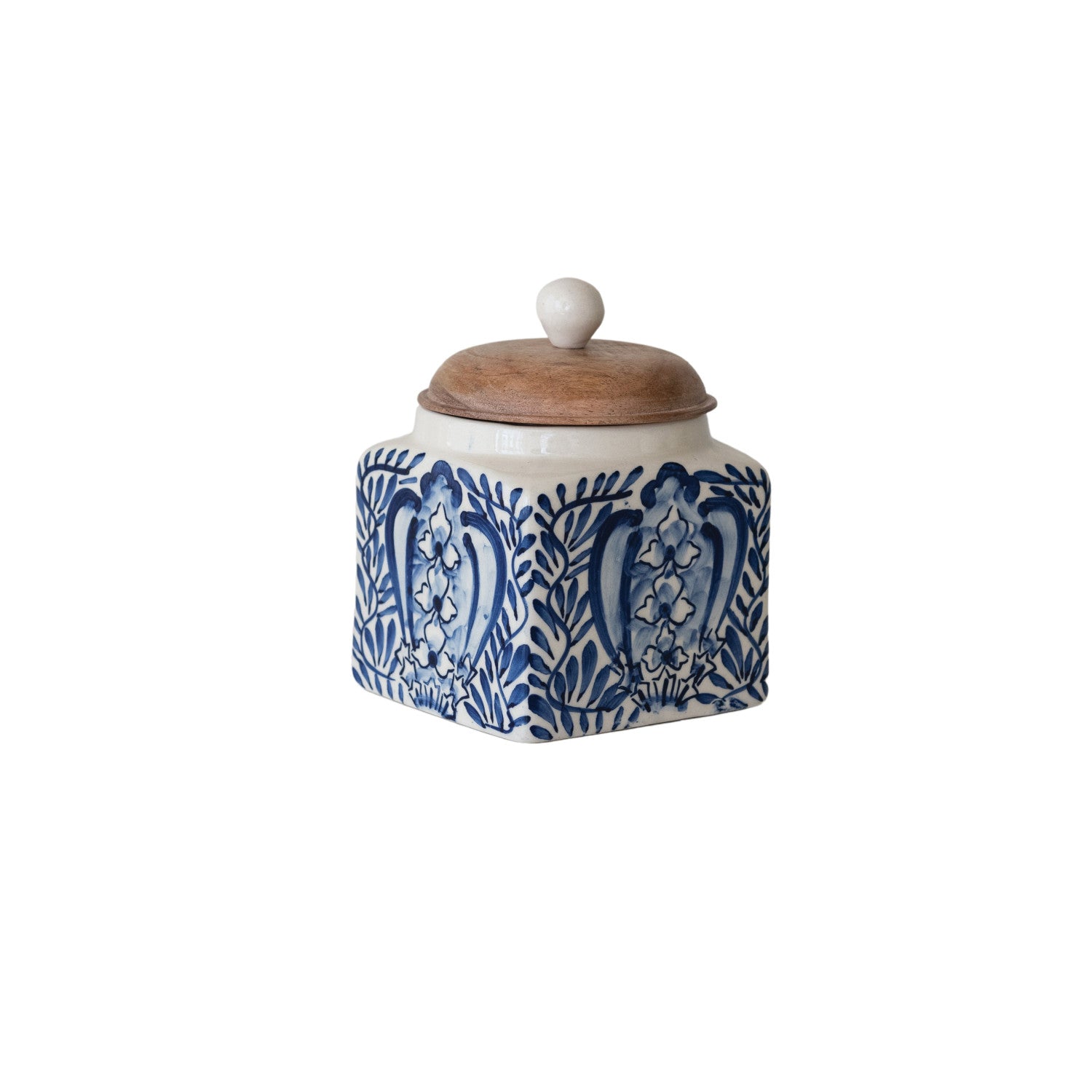Hand-Painted Stoneware Canister with Lid & Spoon