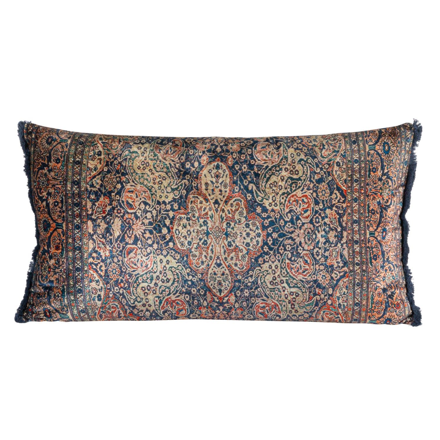 26"Lx14"H Cotton Blend Velvet Pillow with Fringe